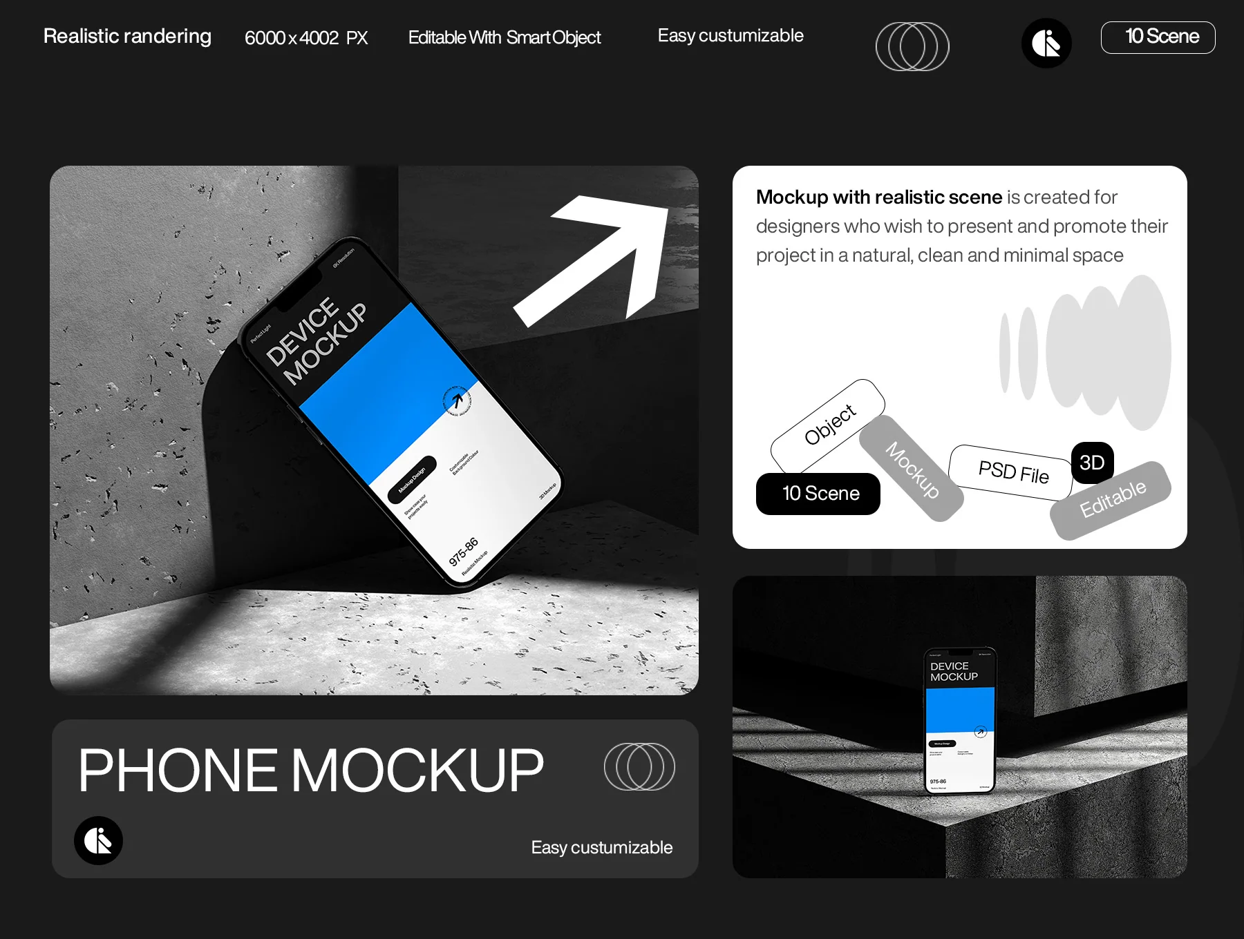 Modern Smartphone Mockup with Shadow Effects 6