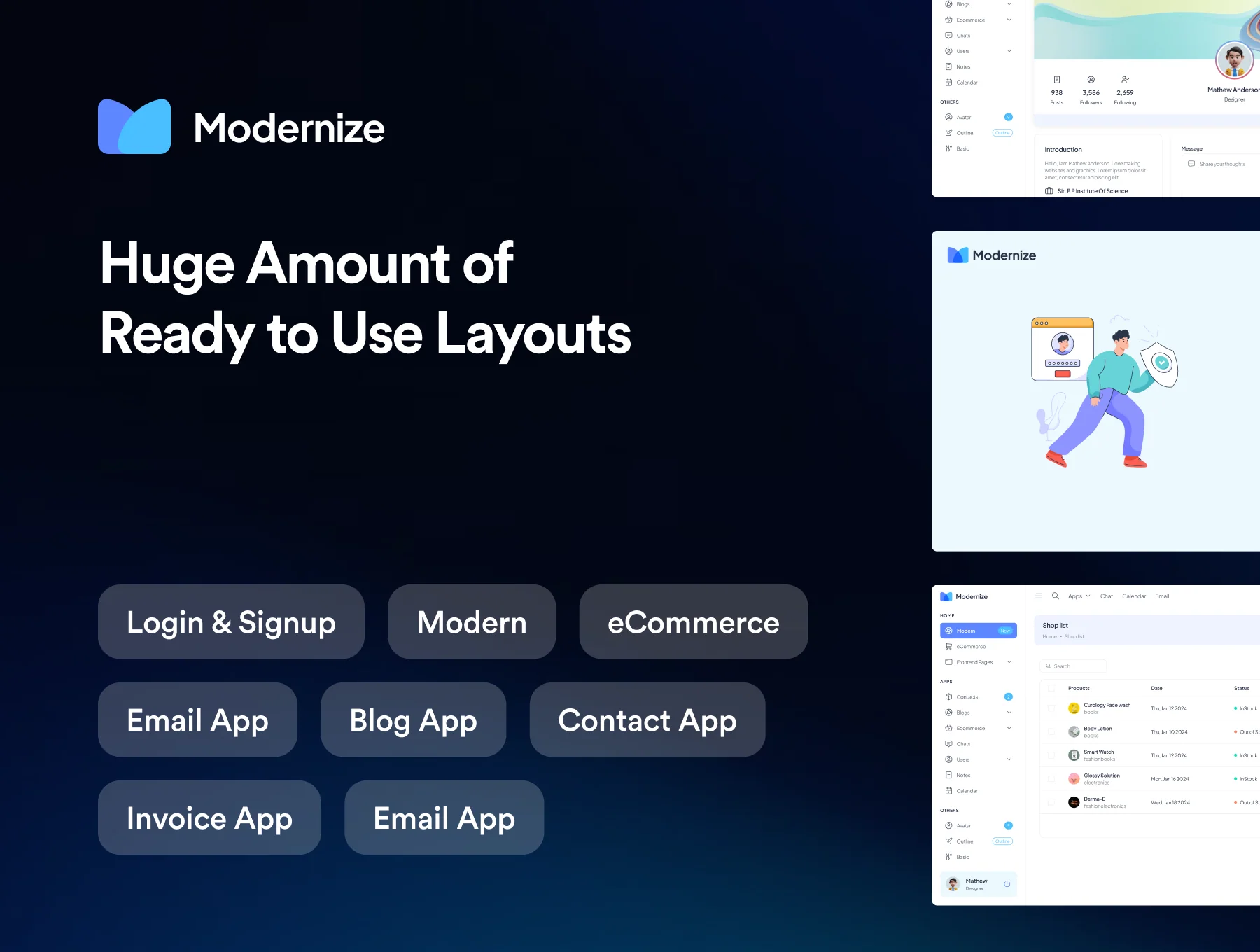 Modernize React MUI Admin Dashboard Template 3