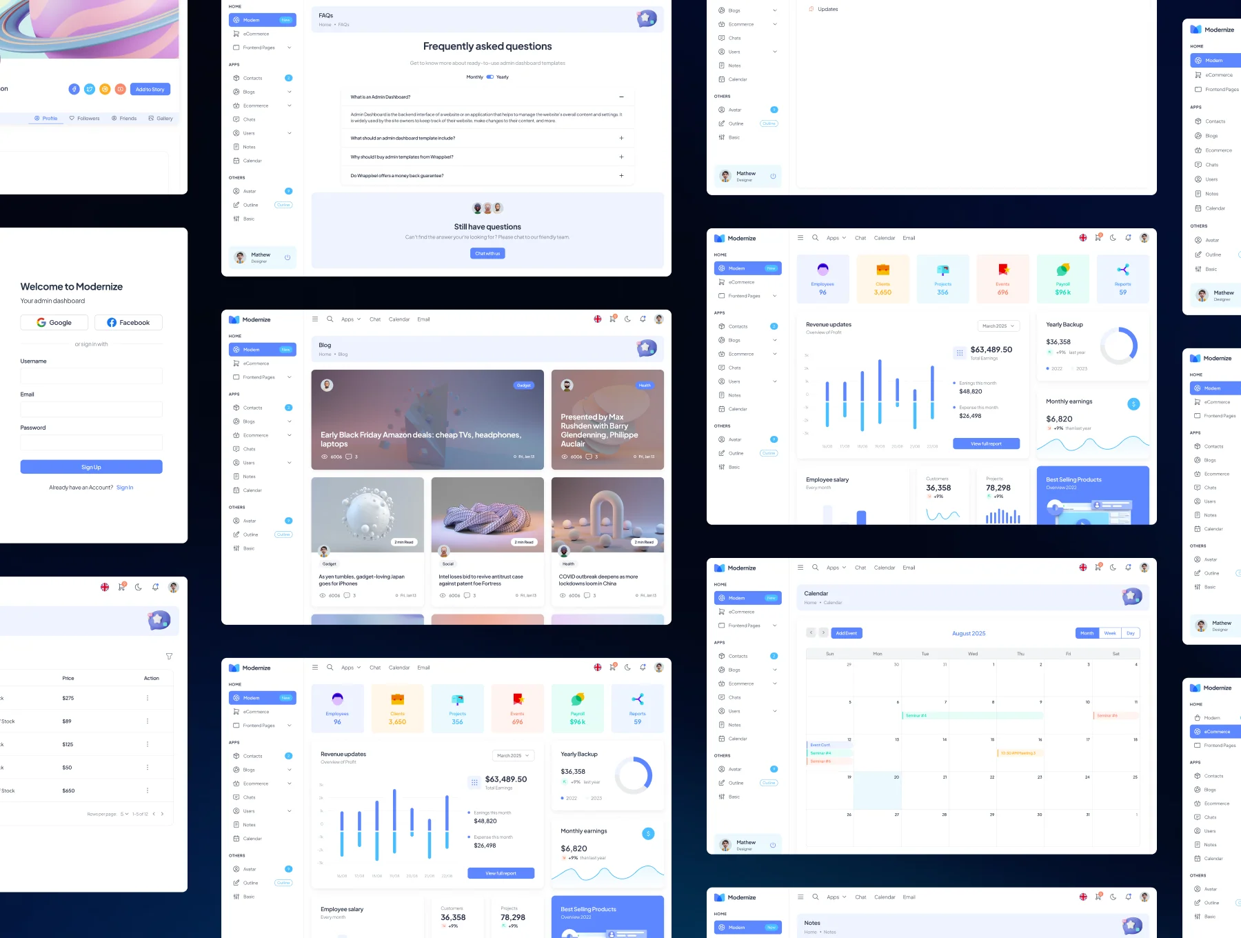 Modernize React MUI Admin Dashboard Template 4