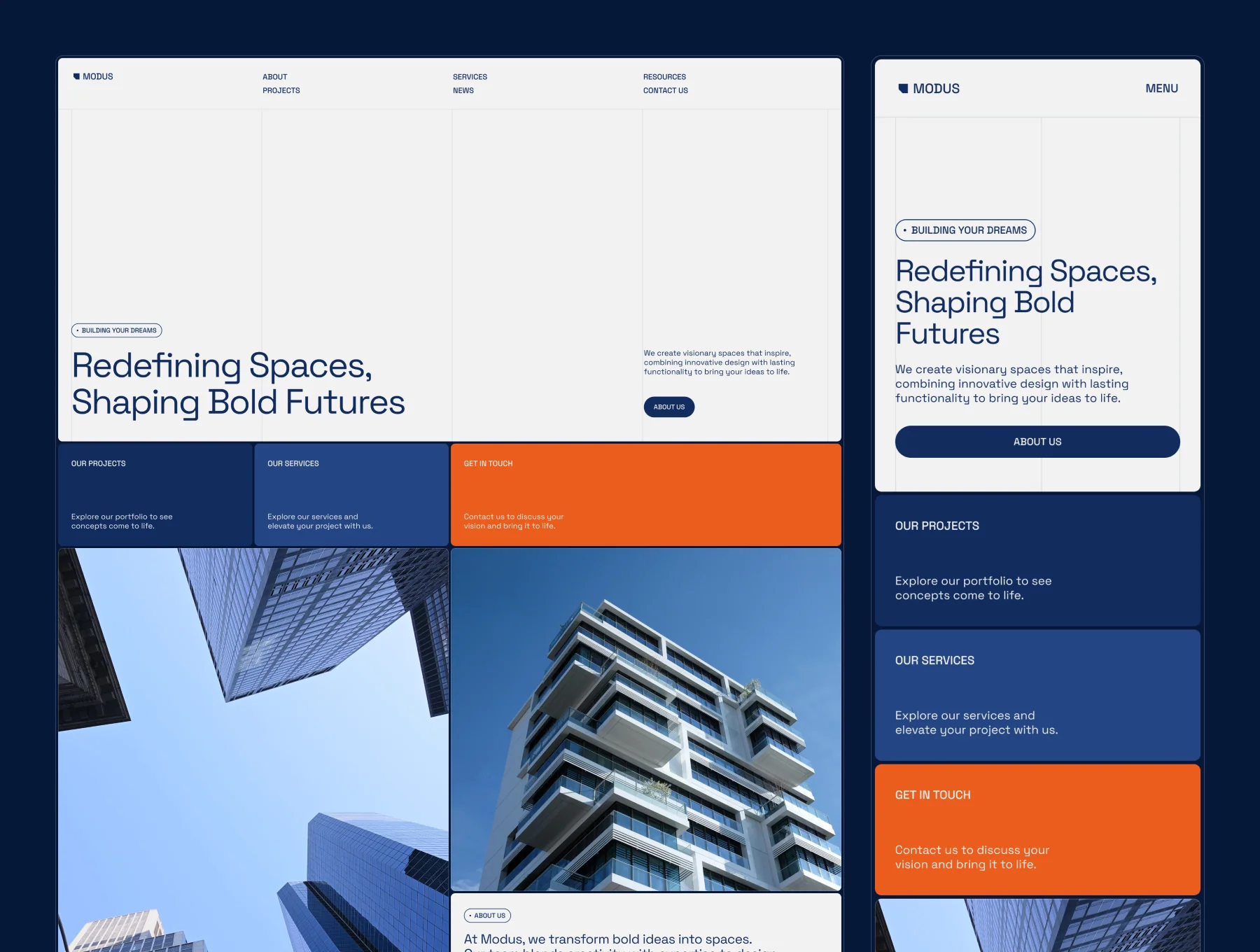 MODUS – Building Company Website 3
