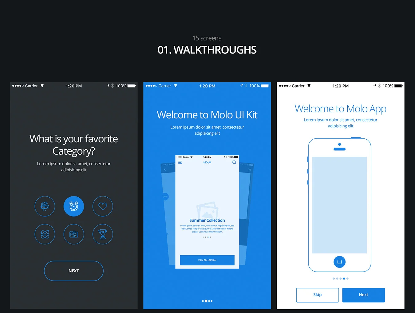 molo Mobile Wireframe Kit 2