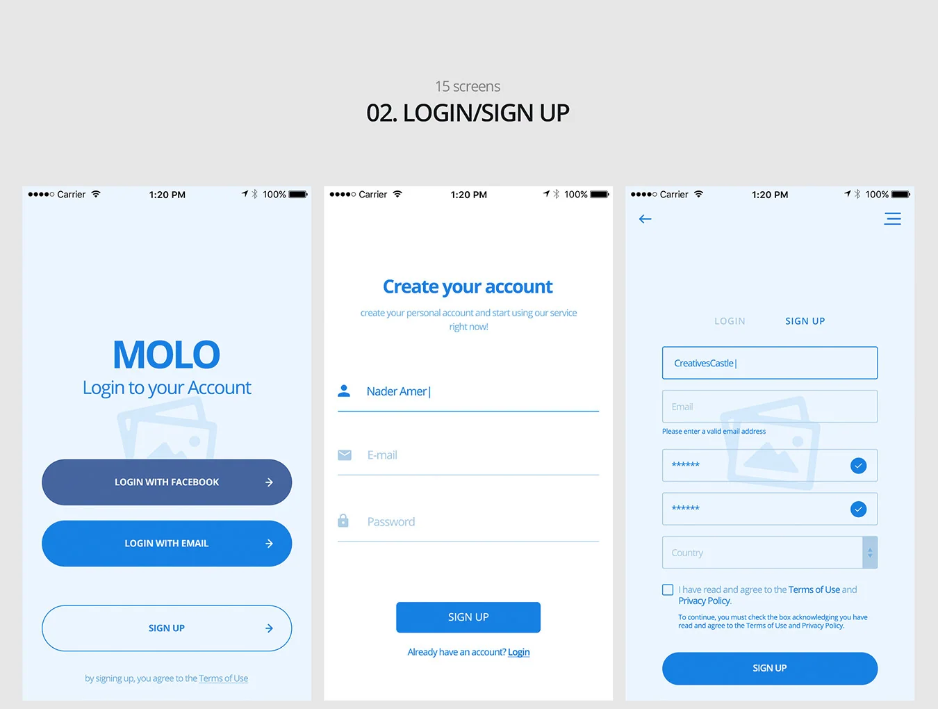 molo Mobile Wireframe Kit 4