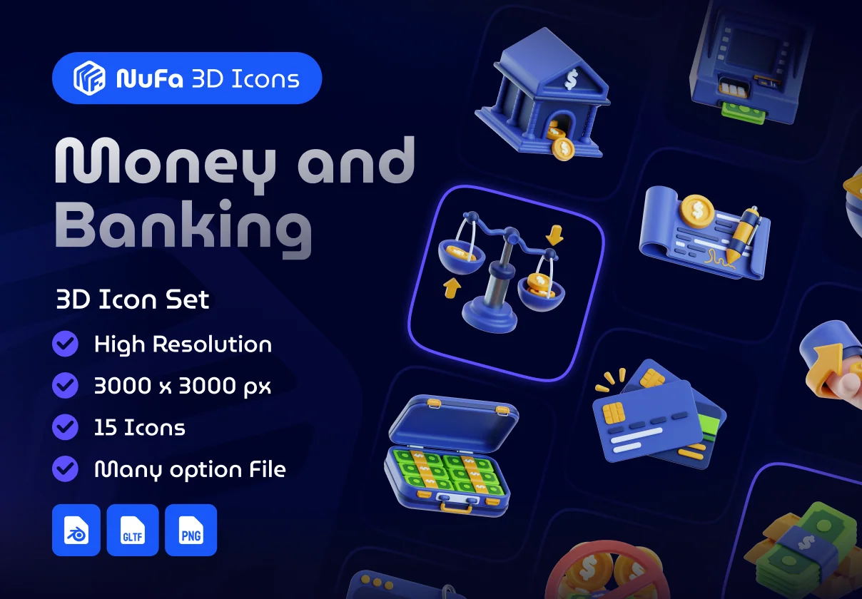 Money and Banking 3D Icon Set