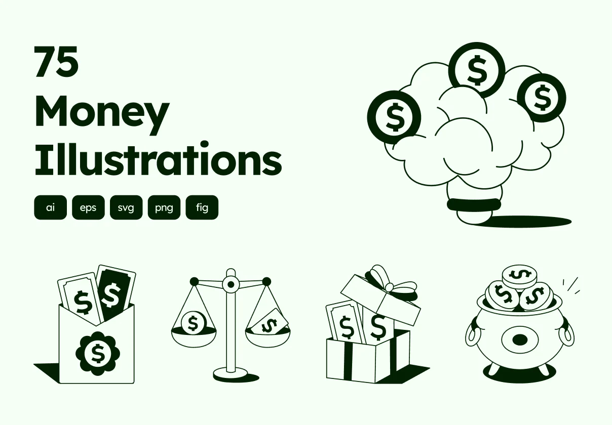 Money Drawing Illustration Set