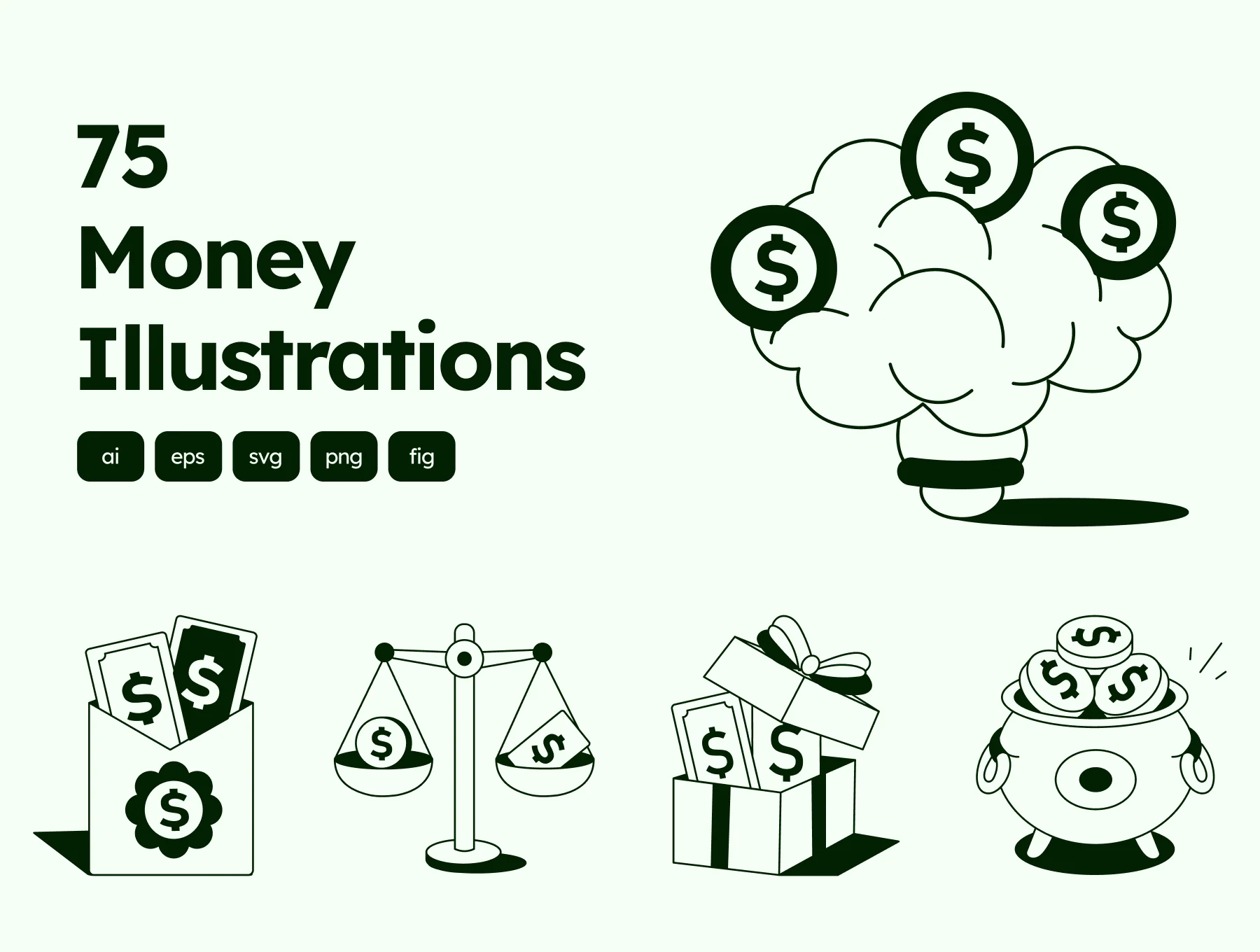 Money Drawing Illustration Set