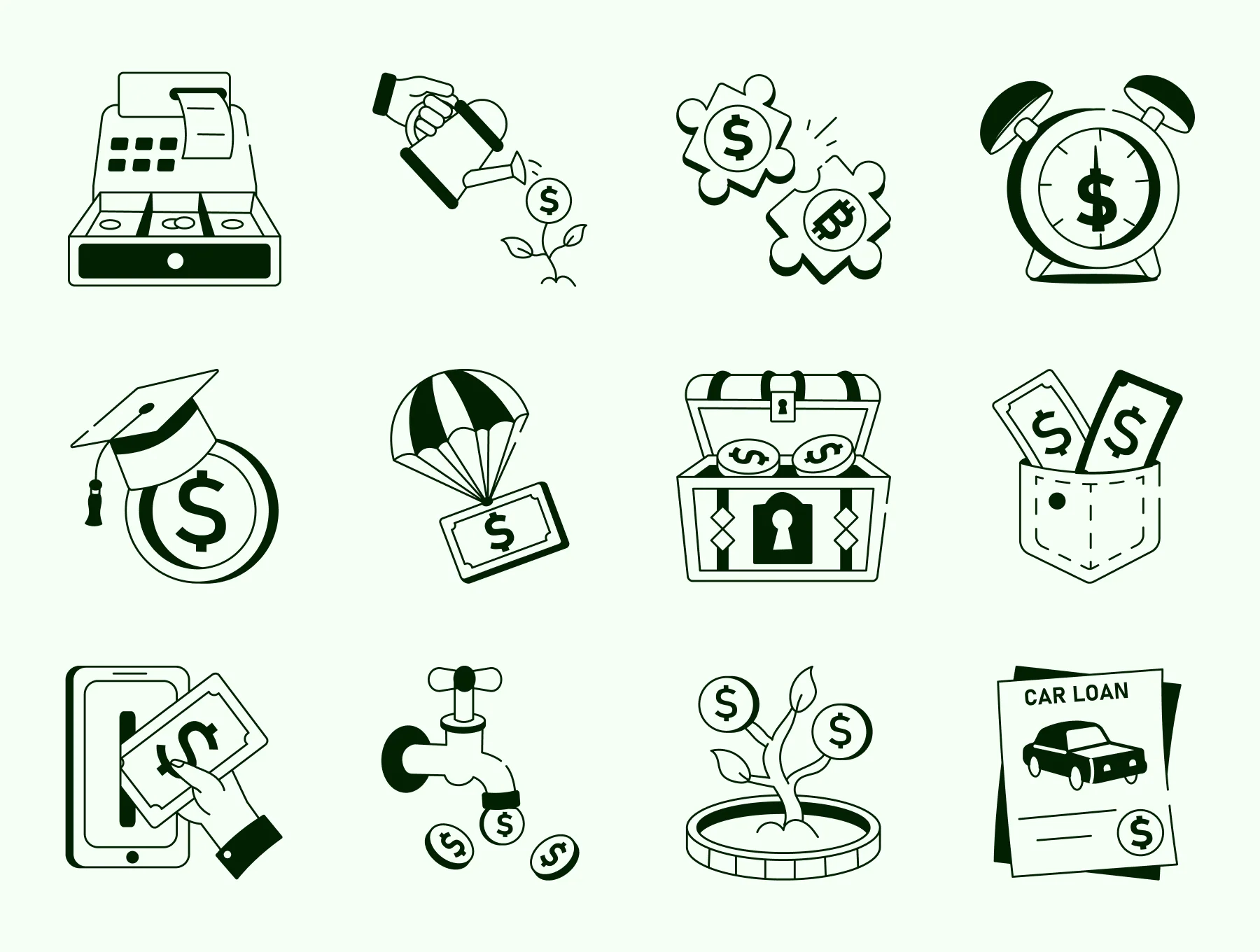 Money Drawing Illustration Set 5