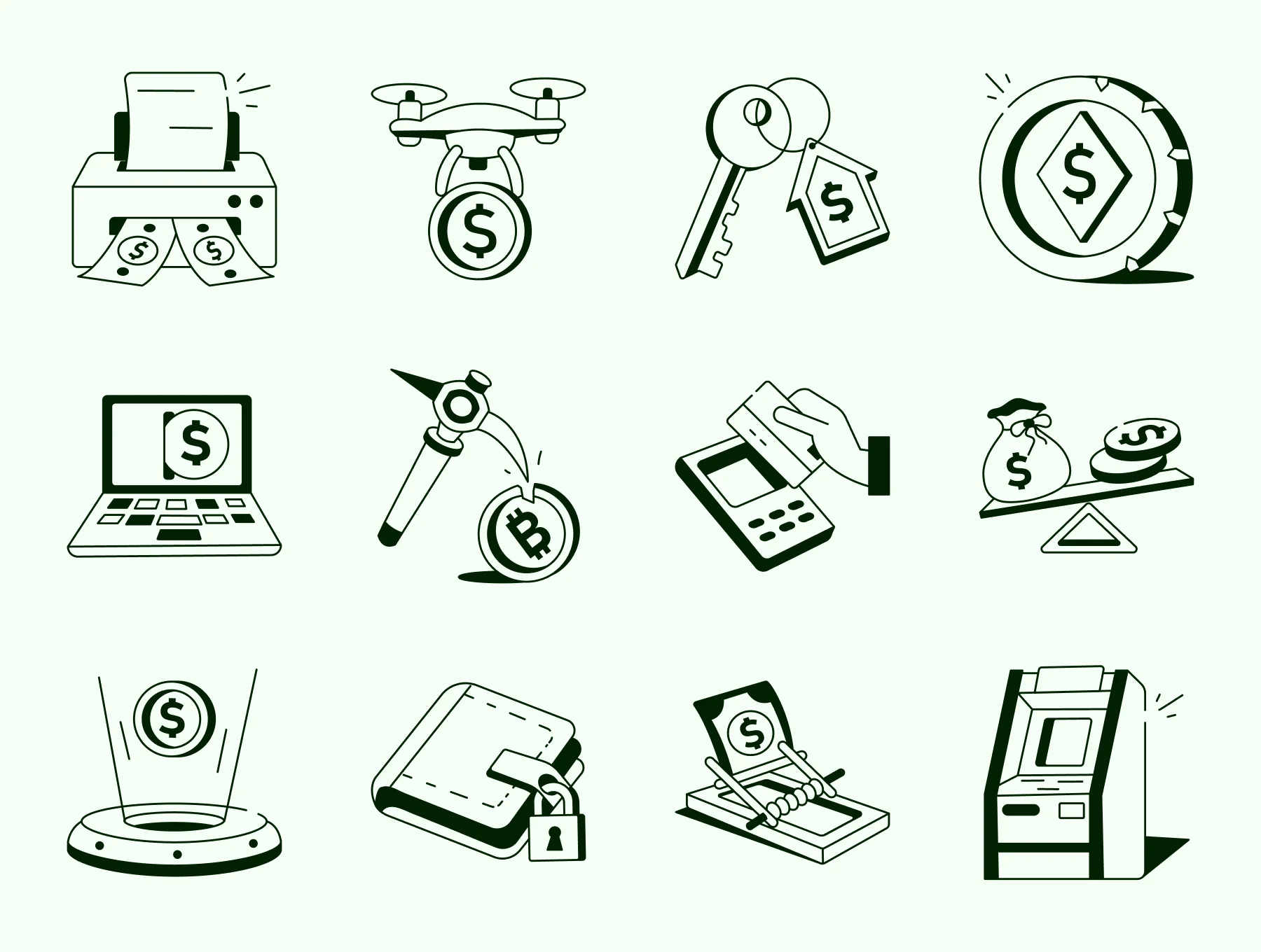 Money Drawing Illustration Set 6