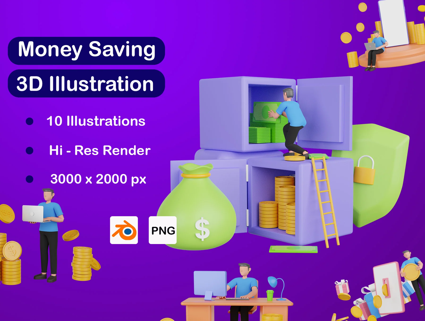 Money Saving 3D Illustration
