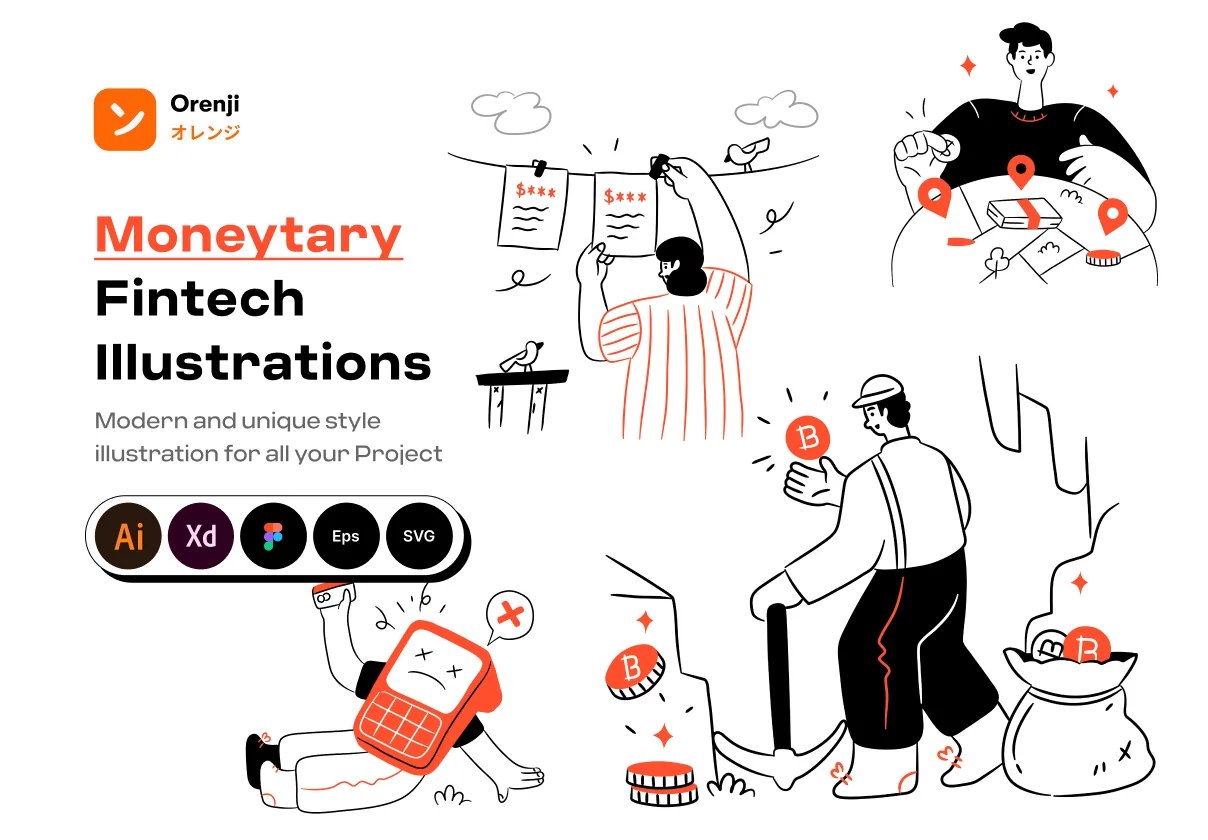 Moneytary-Fintech Illustrations