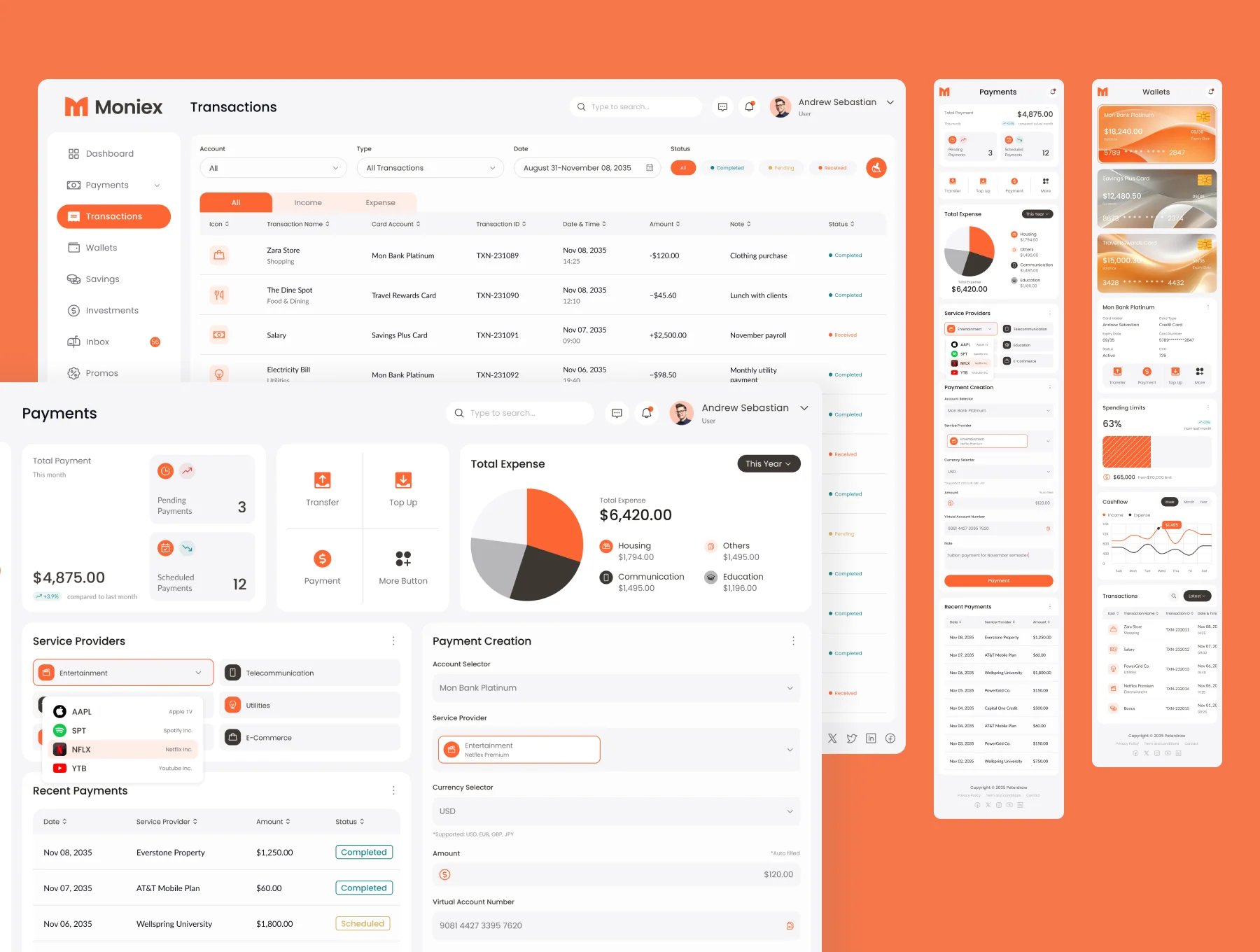 Moniex - Finance Dashboard UI Figma Template 2