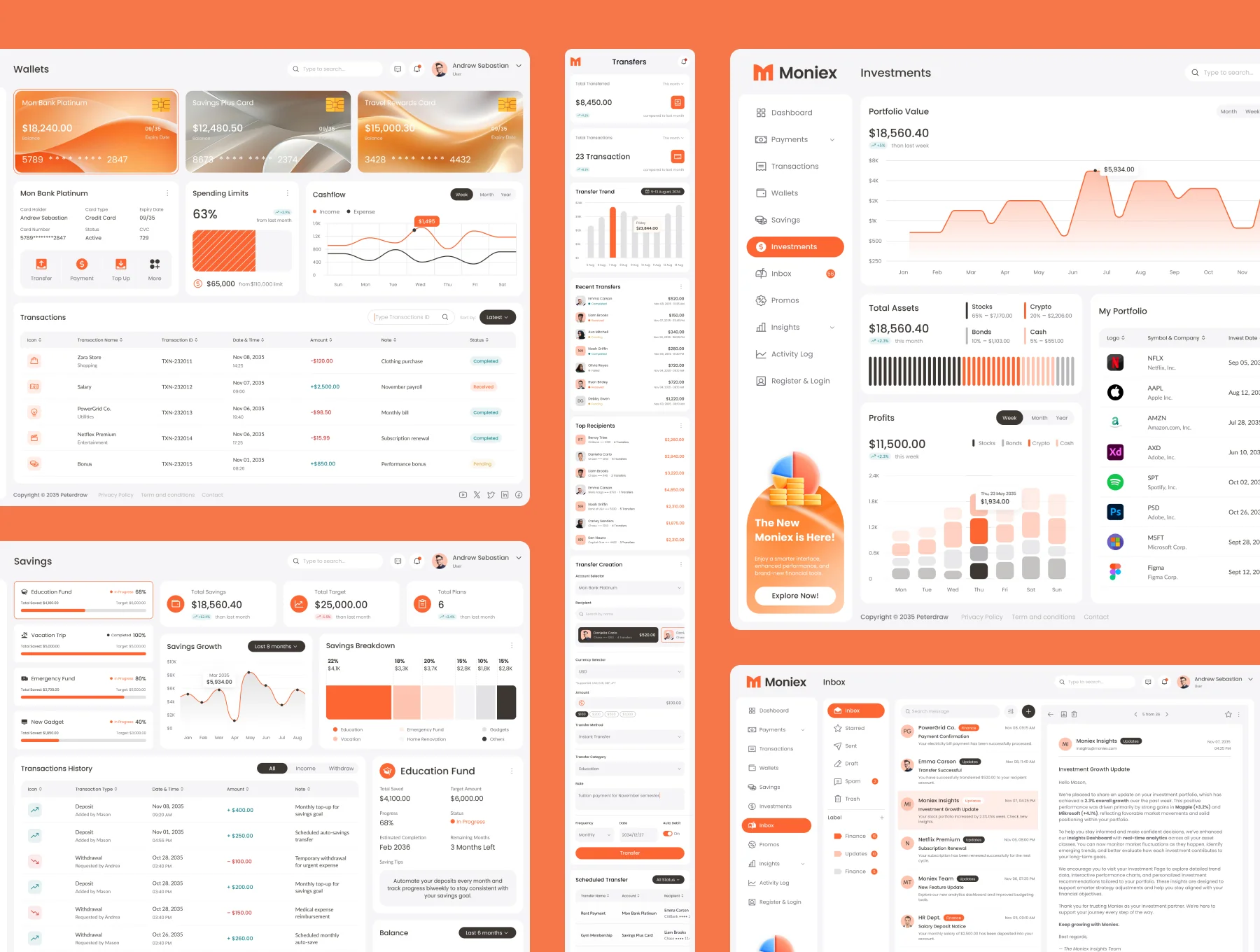 Moniex - Finance Dashboard UI Figma Template 3