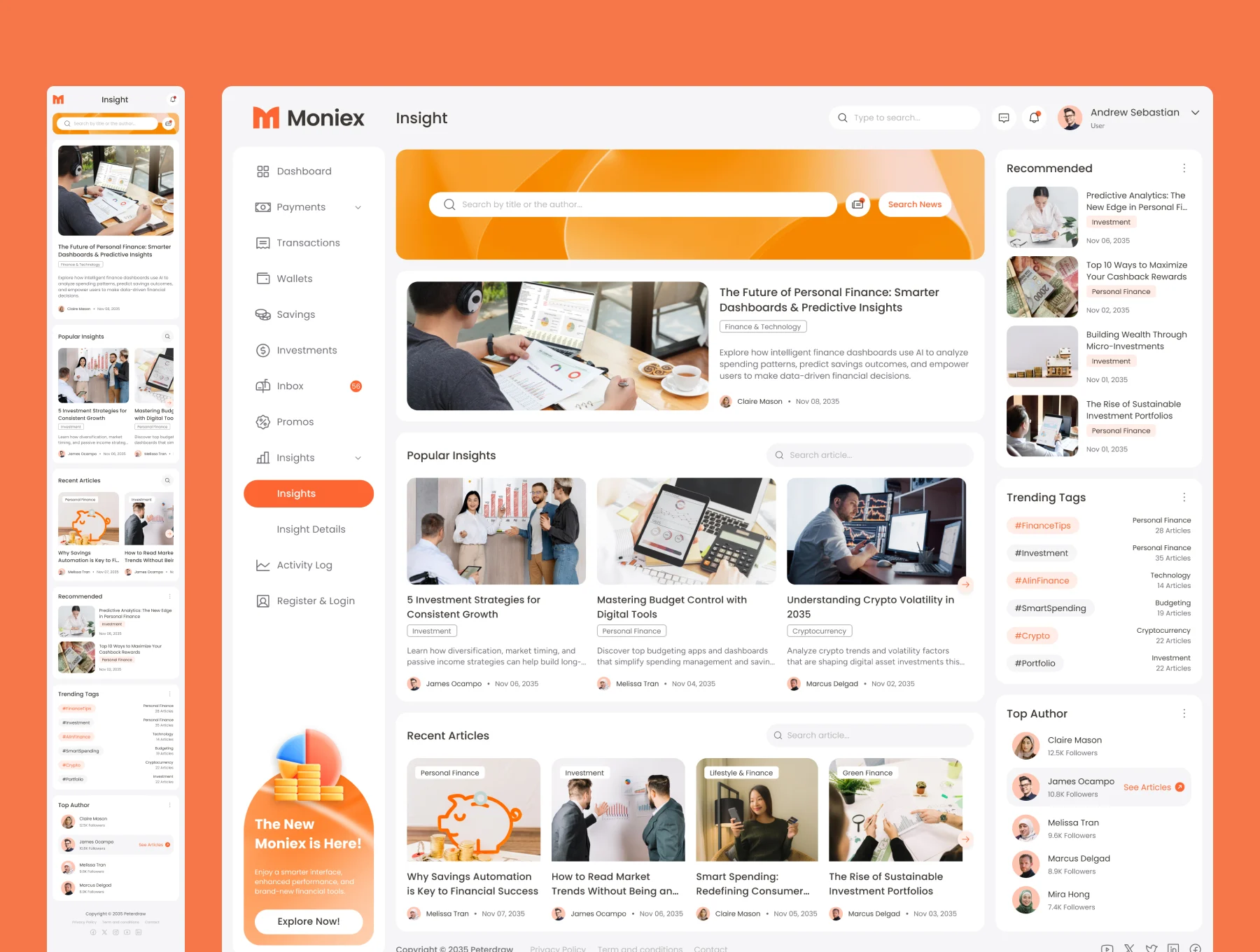 Moniex - Finance Dashboard UI Figma Template 5