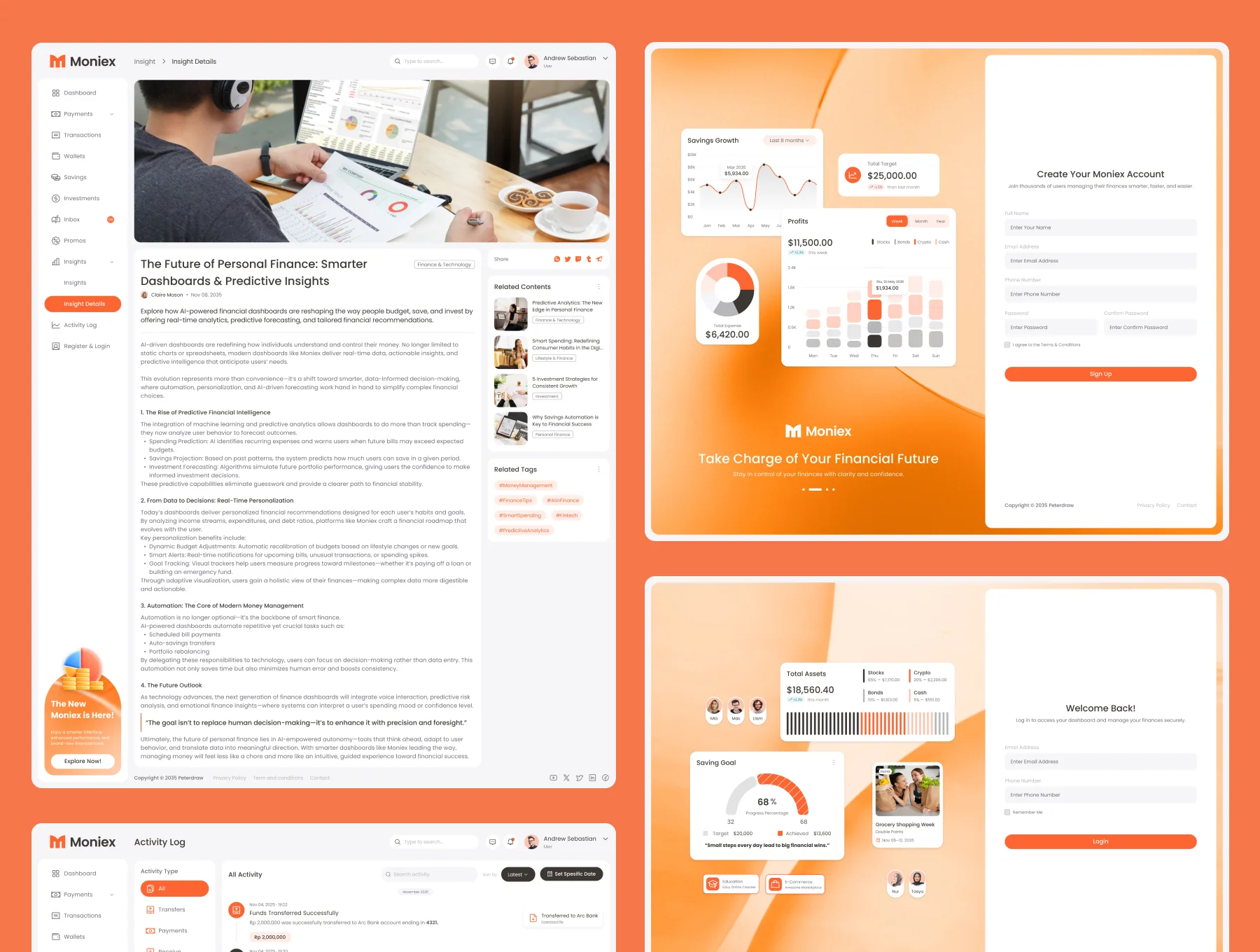 Moniex - Finance Dashboard UI Figma Template 6