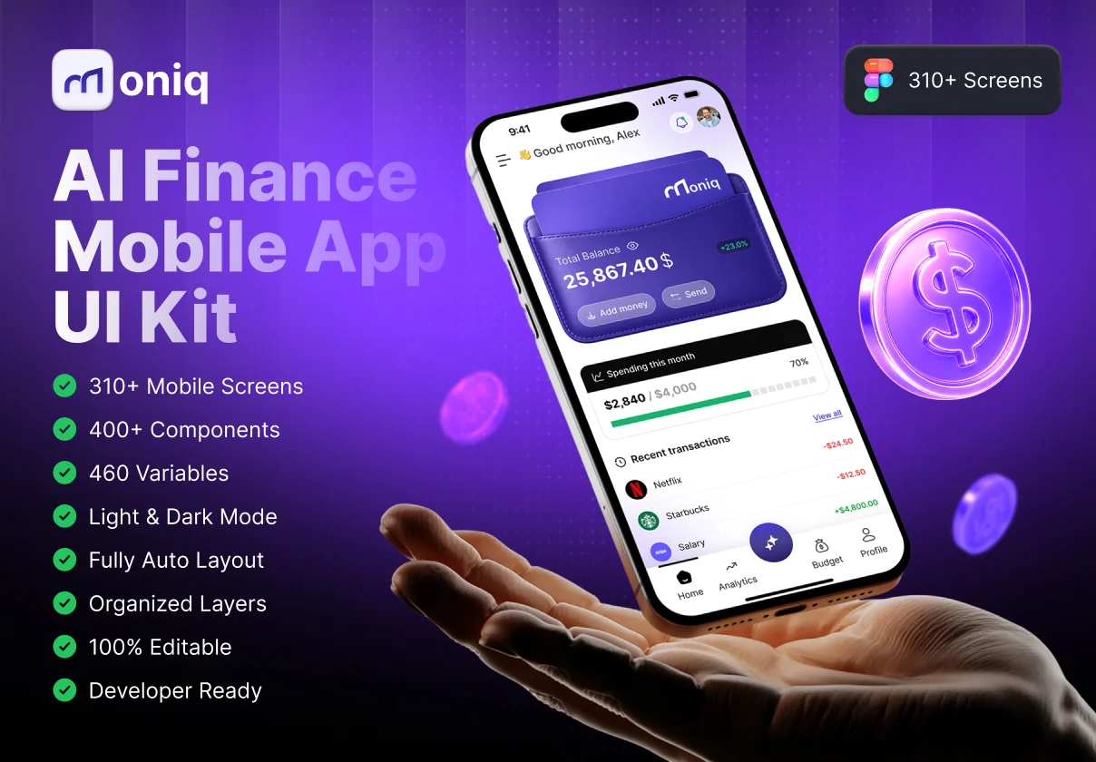 Moniq - Premium Fintech Crypto, Banking & Finance UI Kit