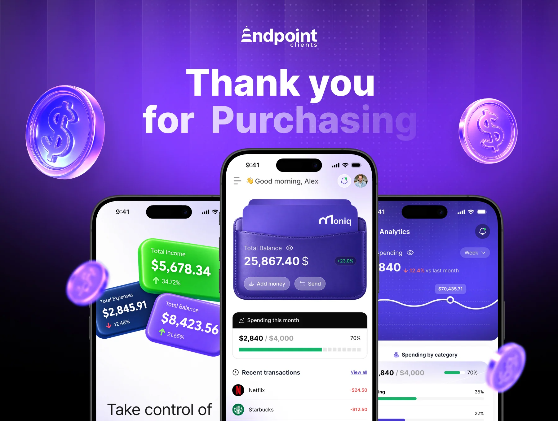 Moniq - Premium Fintech Crypto, Banking & Finance UI Kit 3