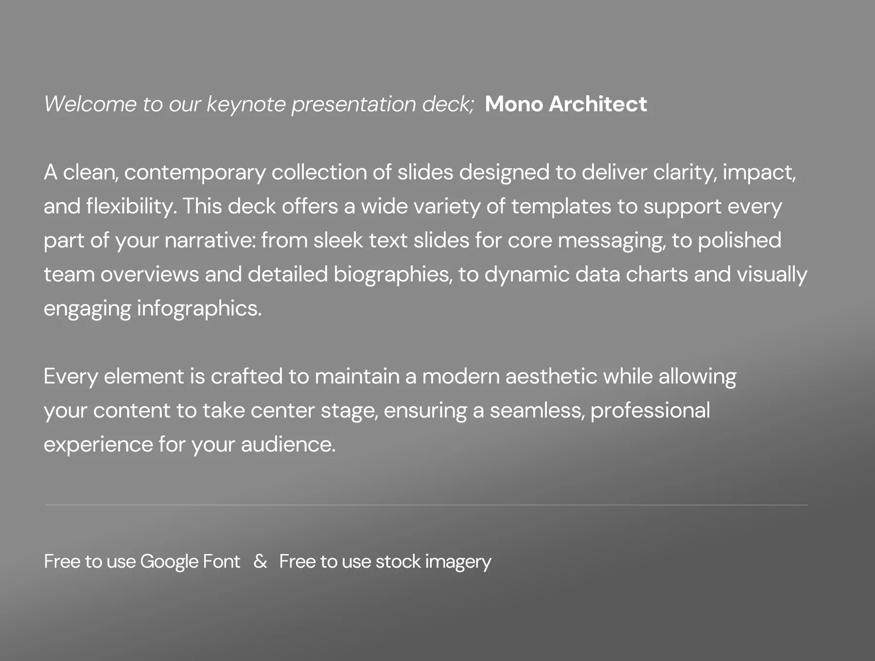 Mono Architect Keynote Presentation 2
