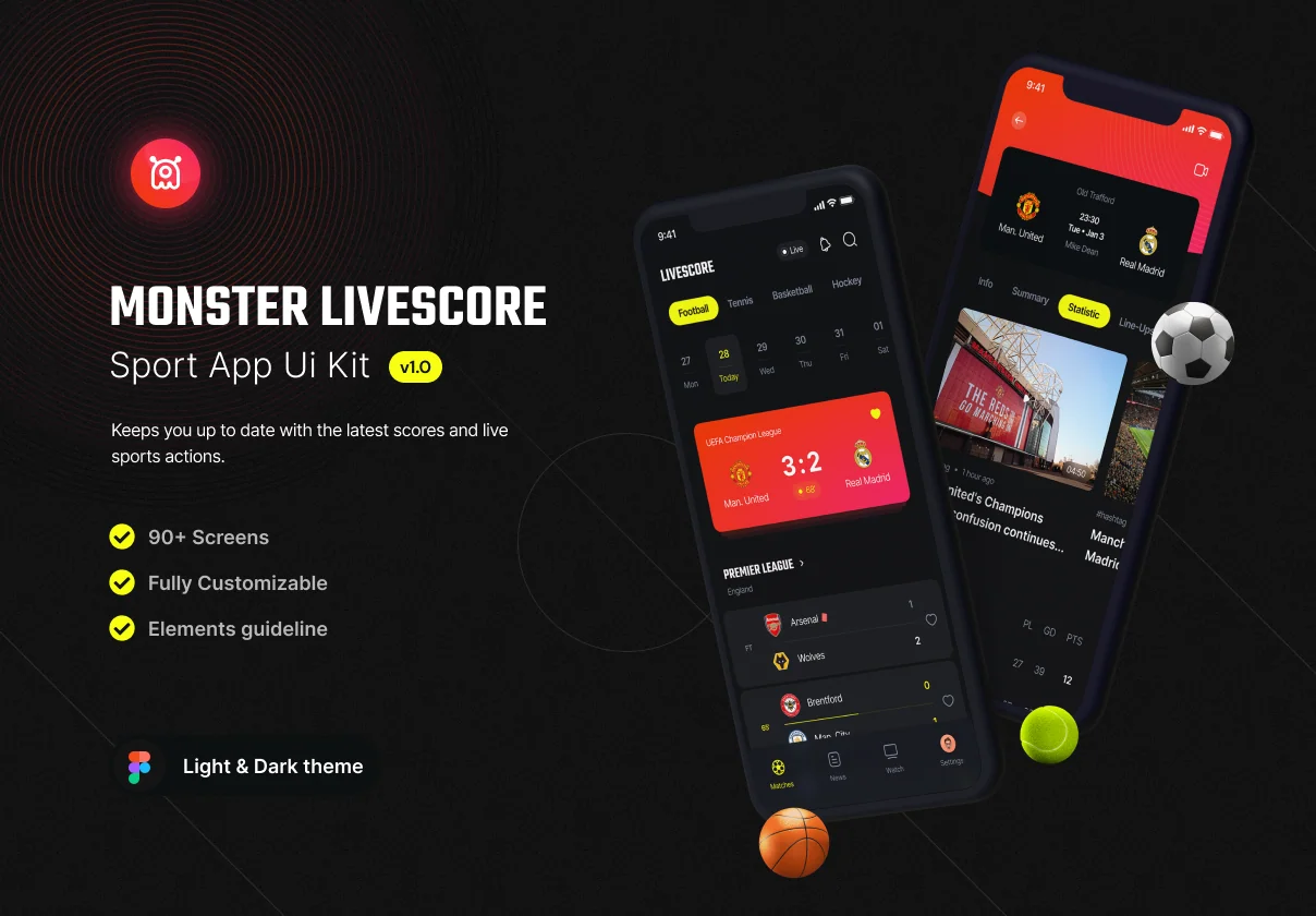 Monster - Livescore Sport app ui kit