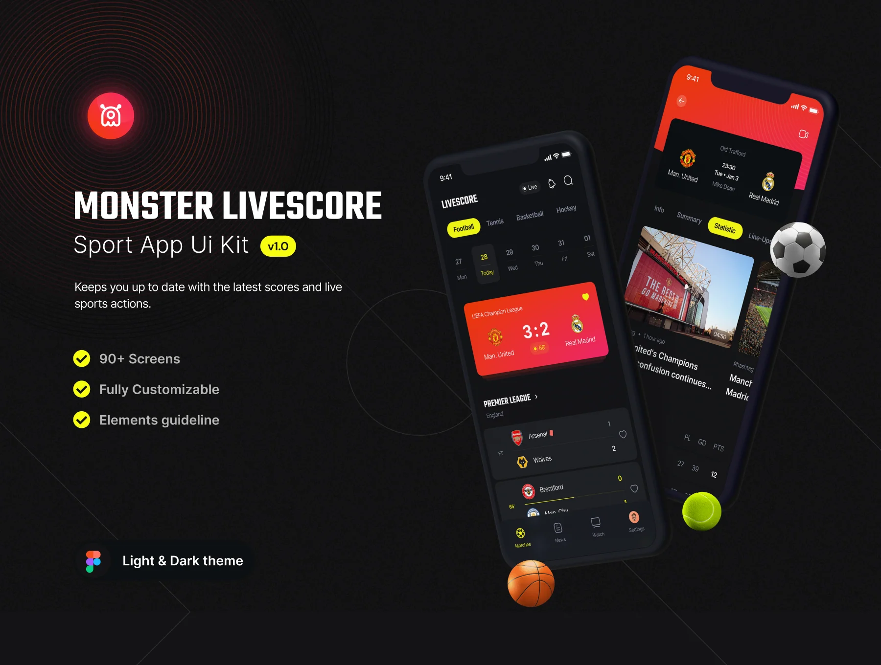 Monster - Livescore Sport app ui kit