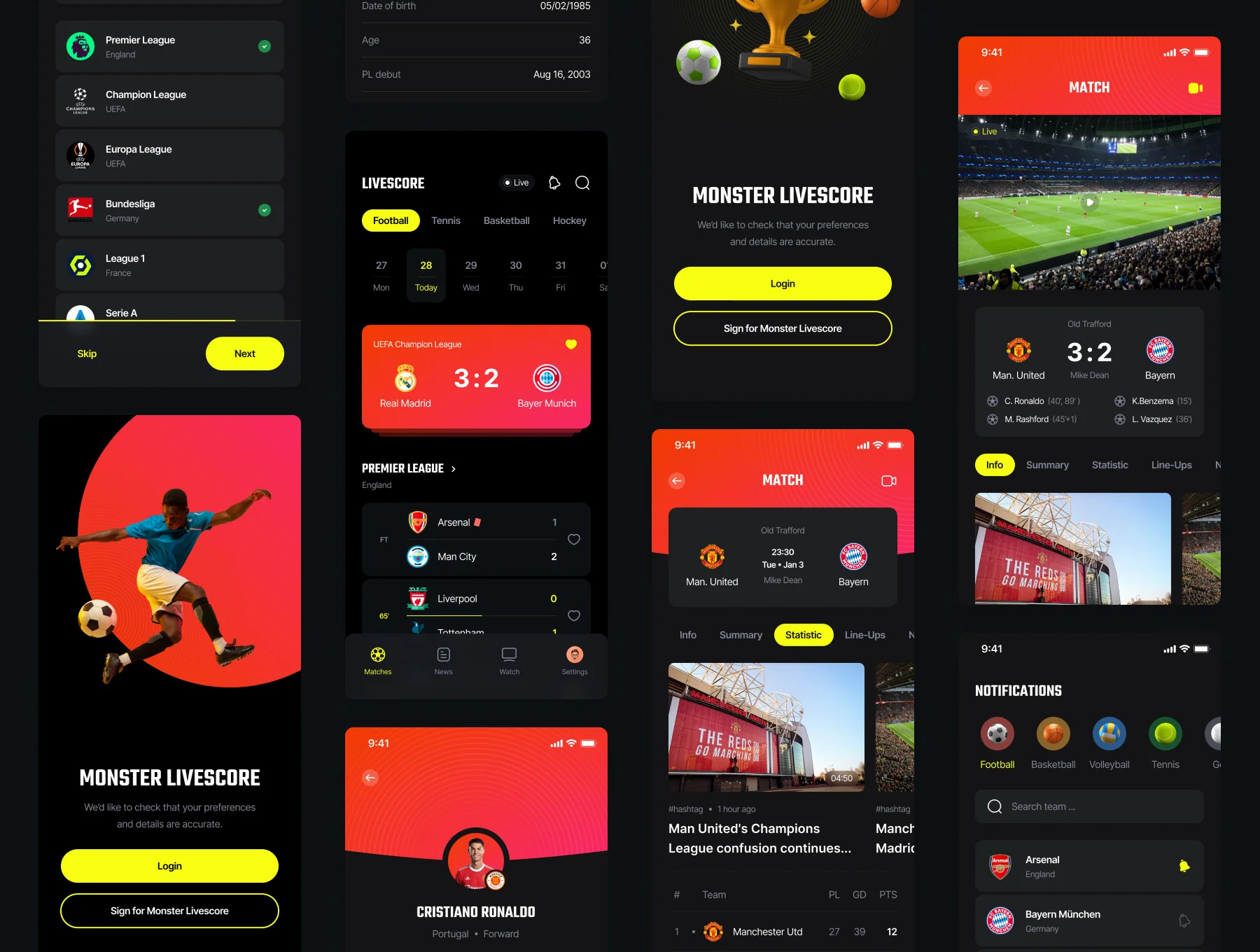 Monster - Livescore Sport app ui kit 4