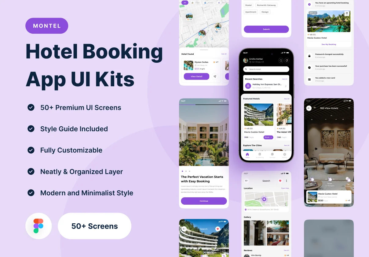 Montel - Hotel Booking Mobile App UI Kits
