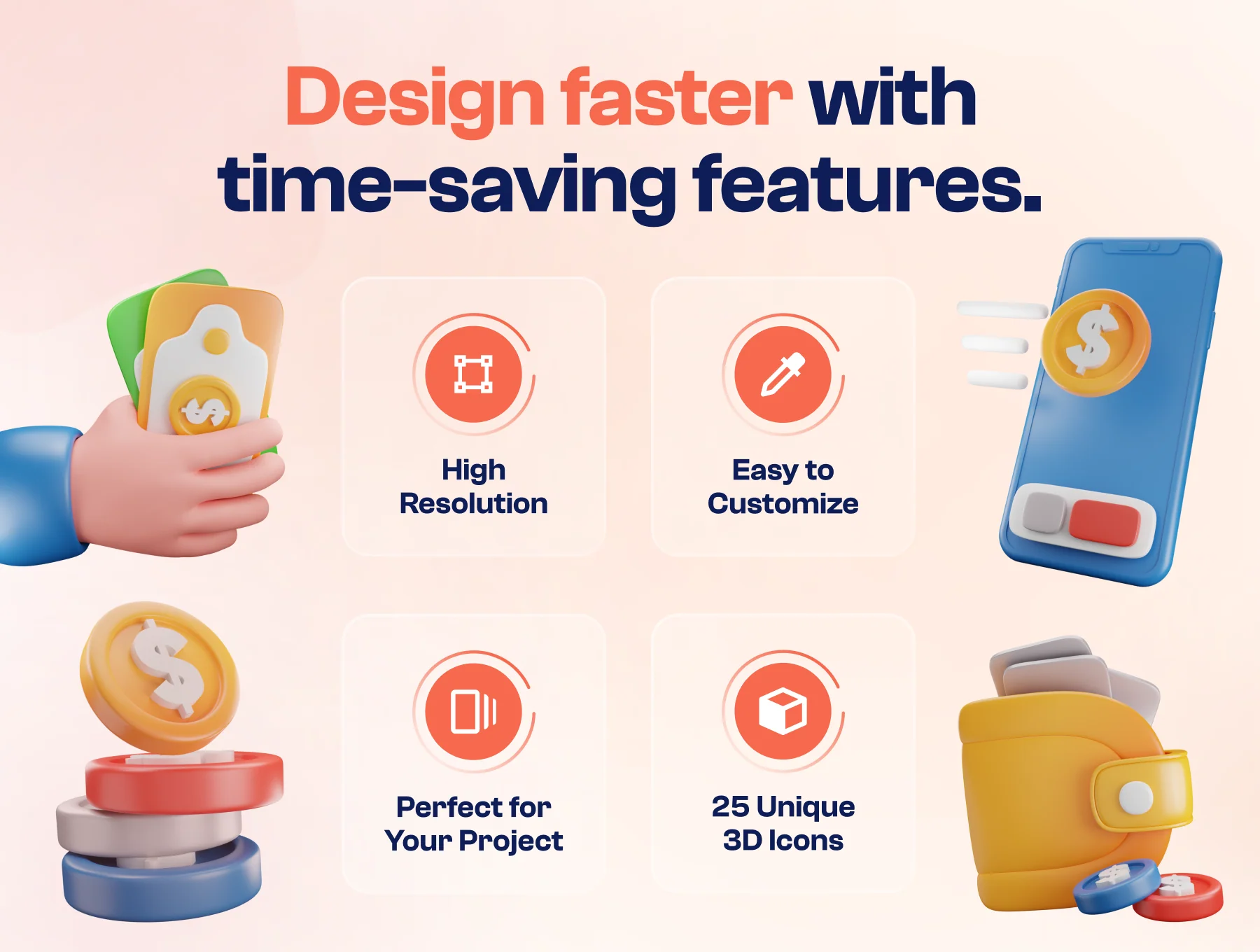 Mony - Money & Currency 3D Icon Set 3