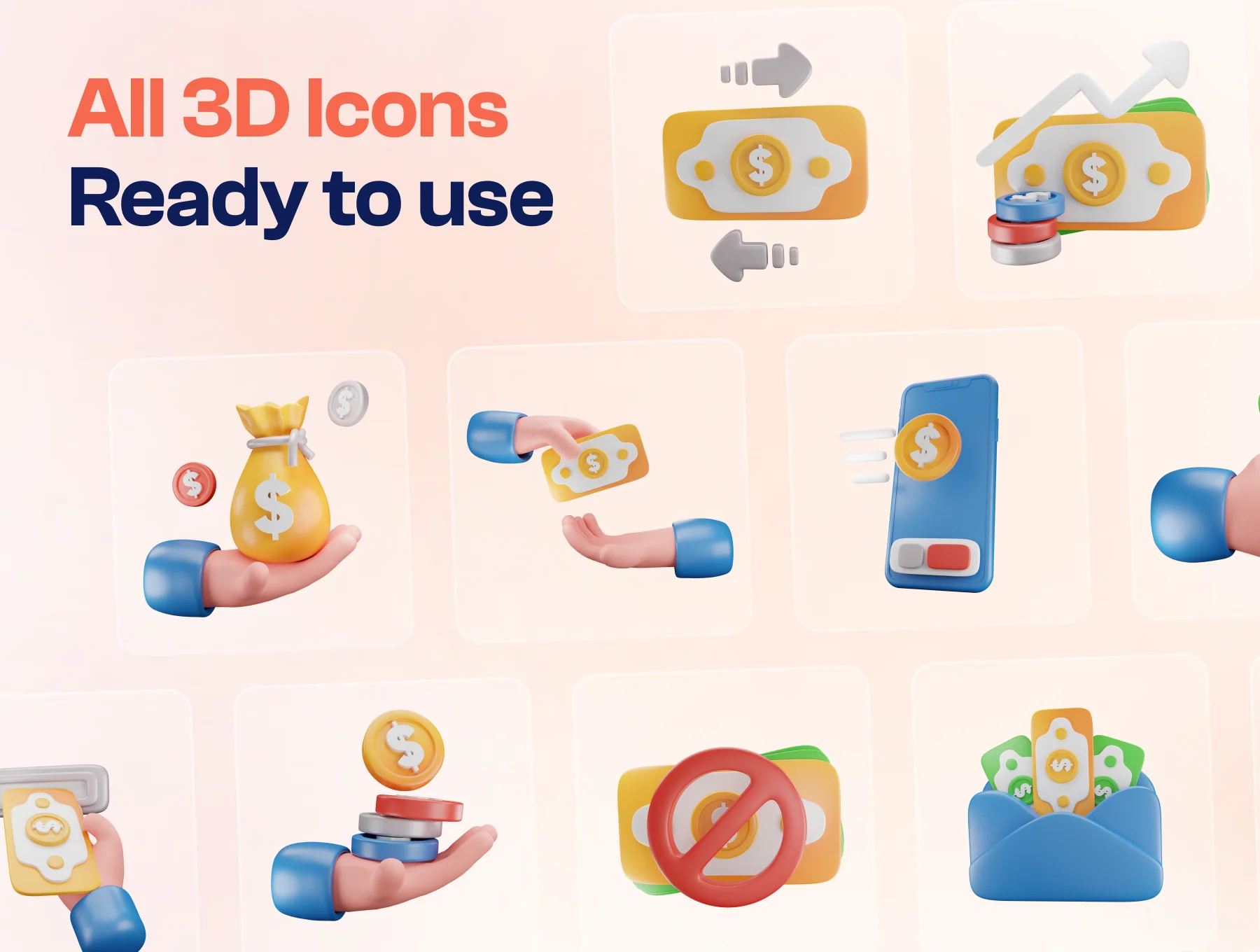 Mony - Money & Currency 3D Icon Set 7