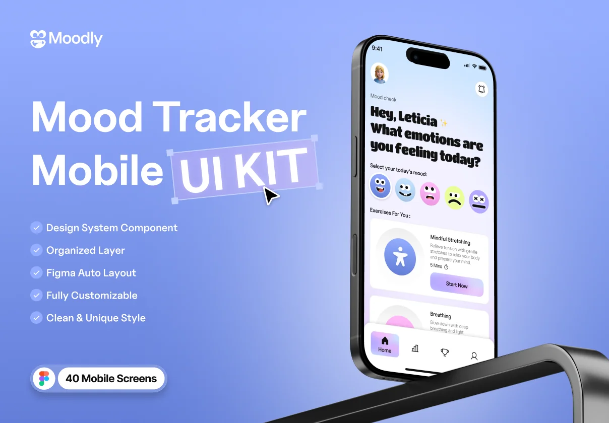 Moodly - Mood Tracker App UI KIT
