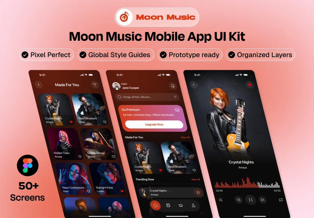 Moon Music Mobile App UI Kit