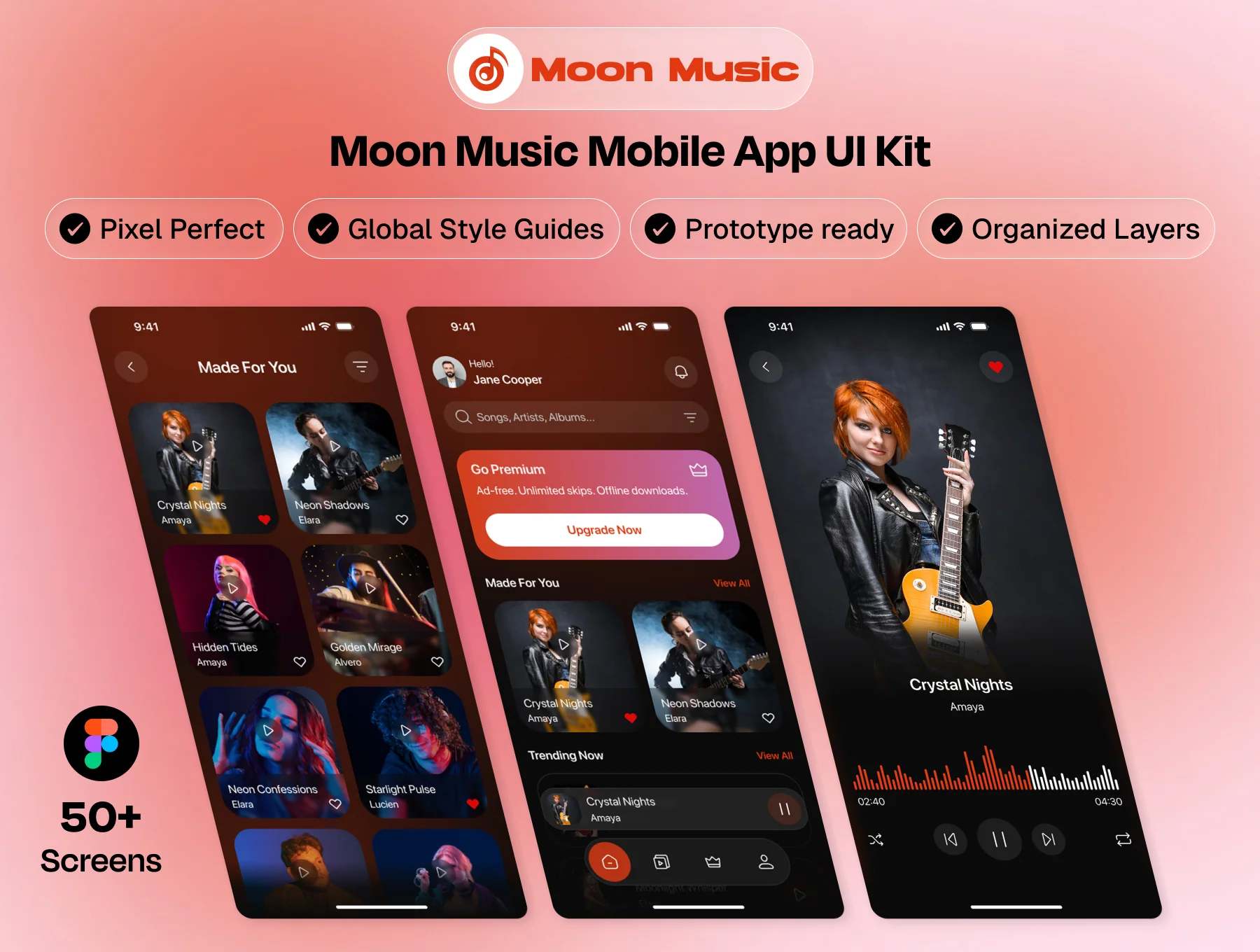 Moon Music Mobile App UI Kit 2