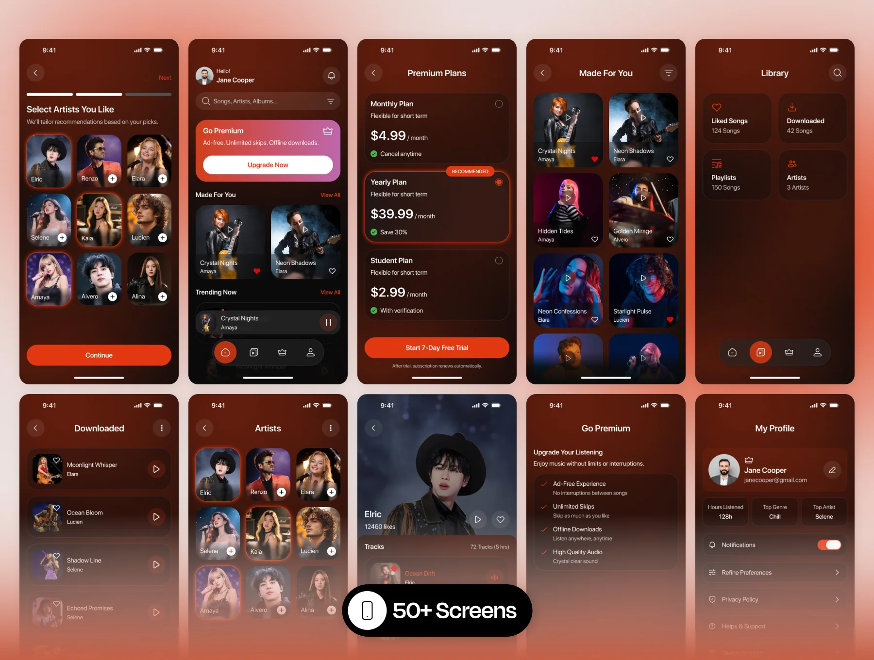 Moon Music Mobile App UI Kit 4