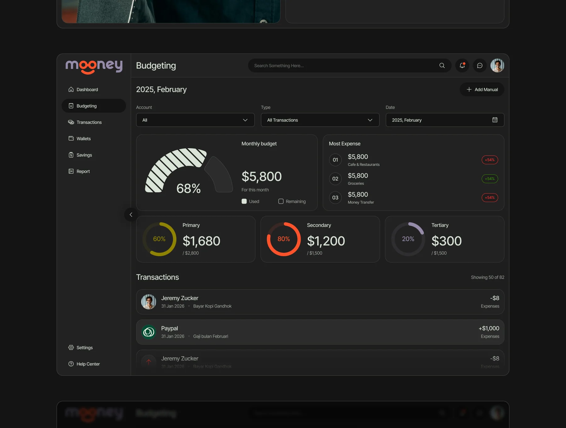 Mooney - Financial Planer Dashboard 3