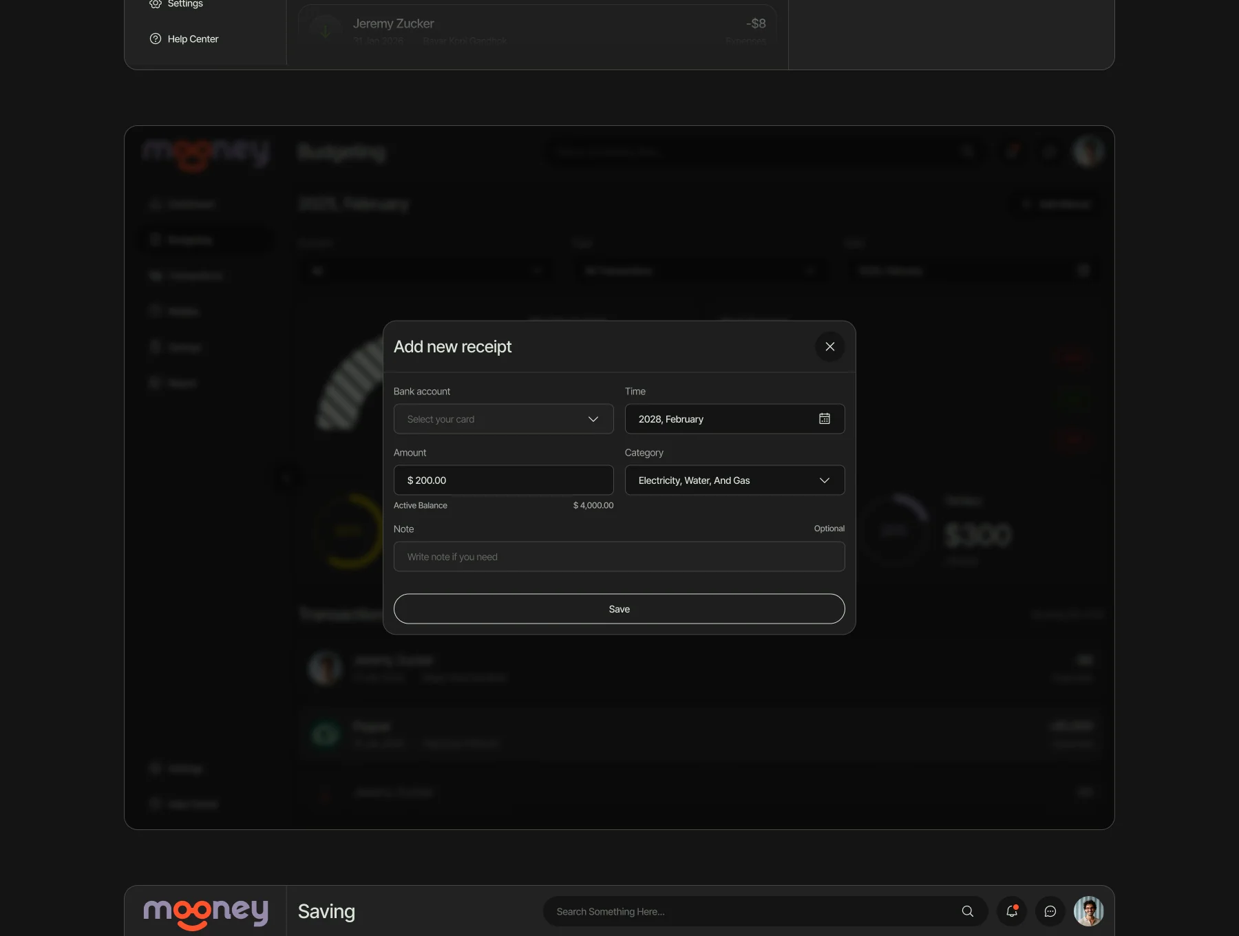 Mooney - Financial Planer Dashboard 4
