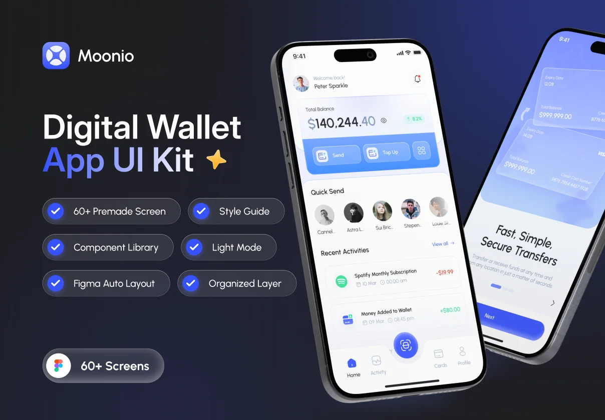 Moonio - Digital Wallet Mobile App UI Kit