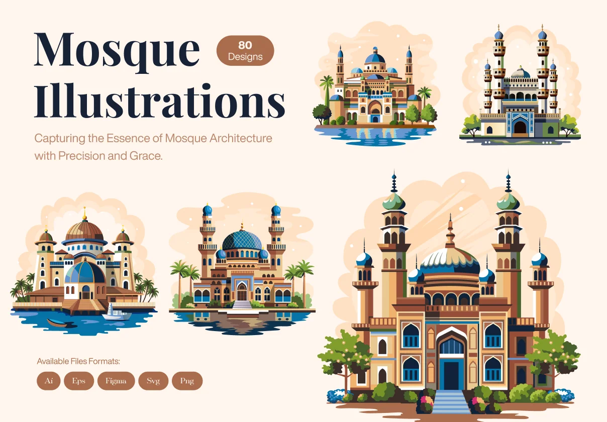 Mosque Illustration Art Set