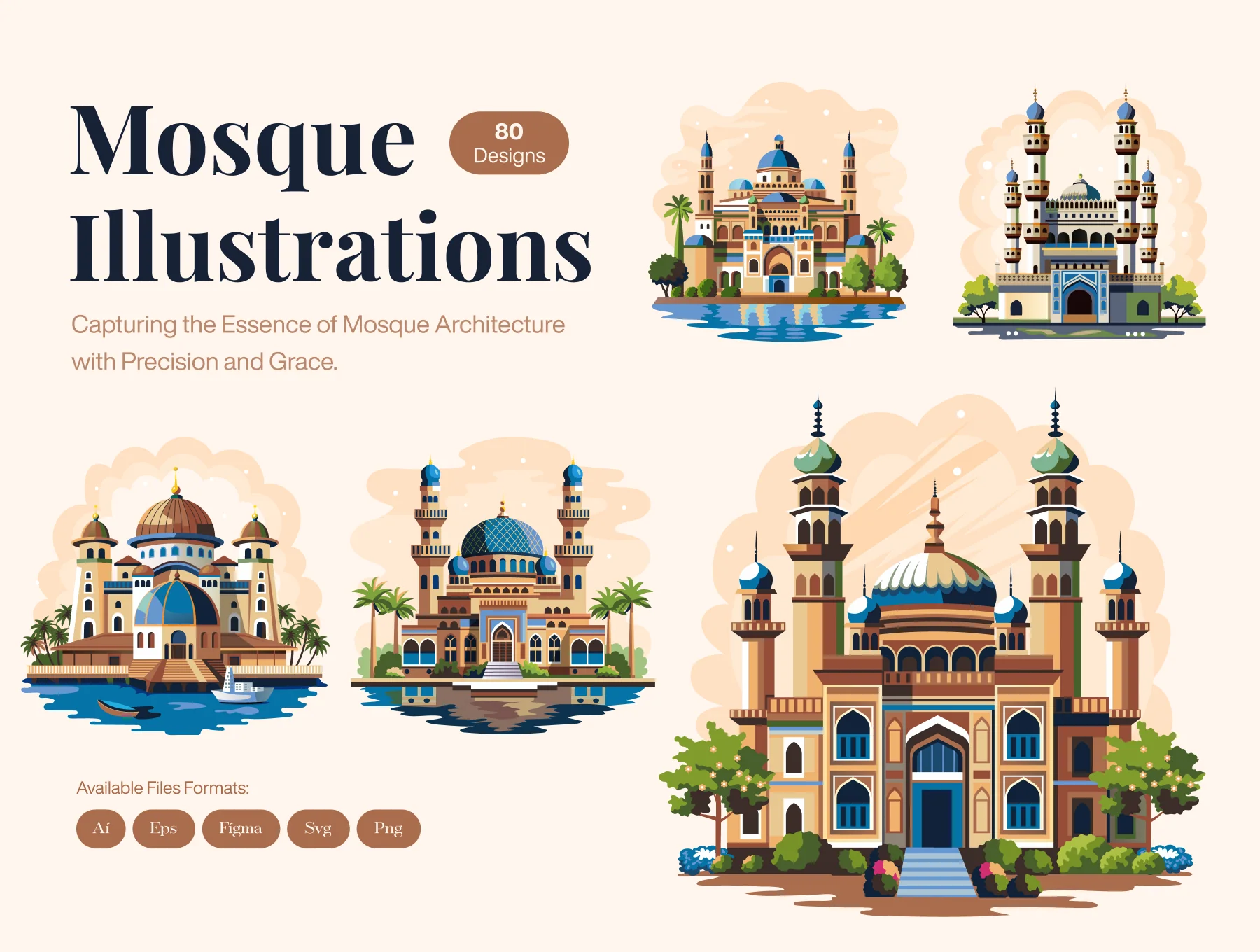 Mosque Illustration Art Set