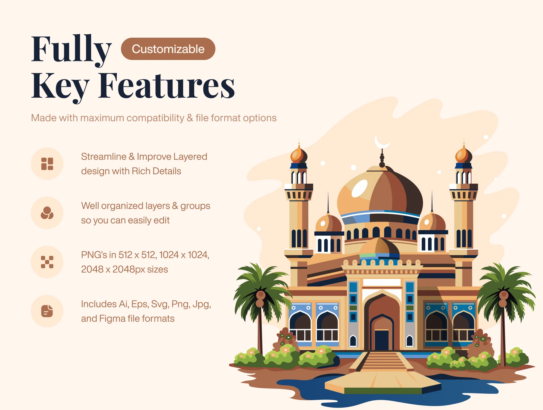 Mosque Illustration Art Set 2
