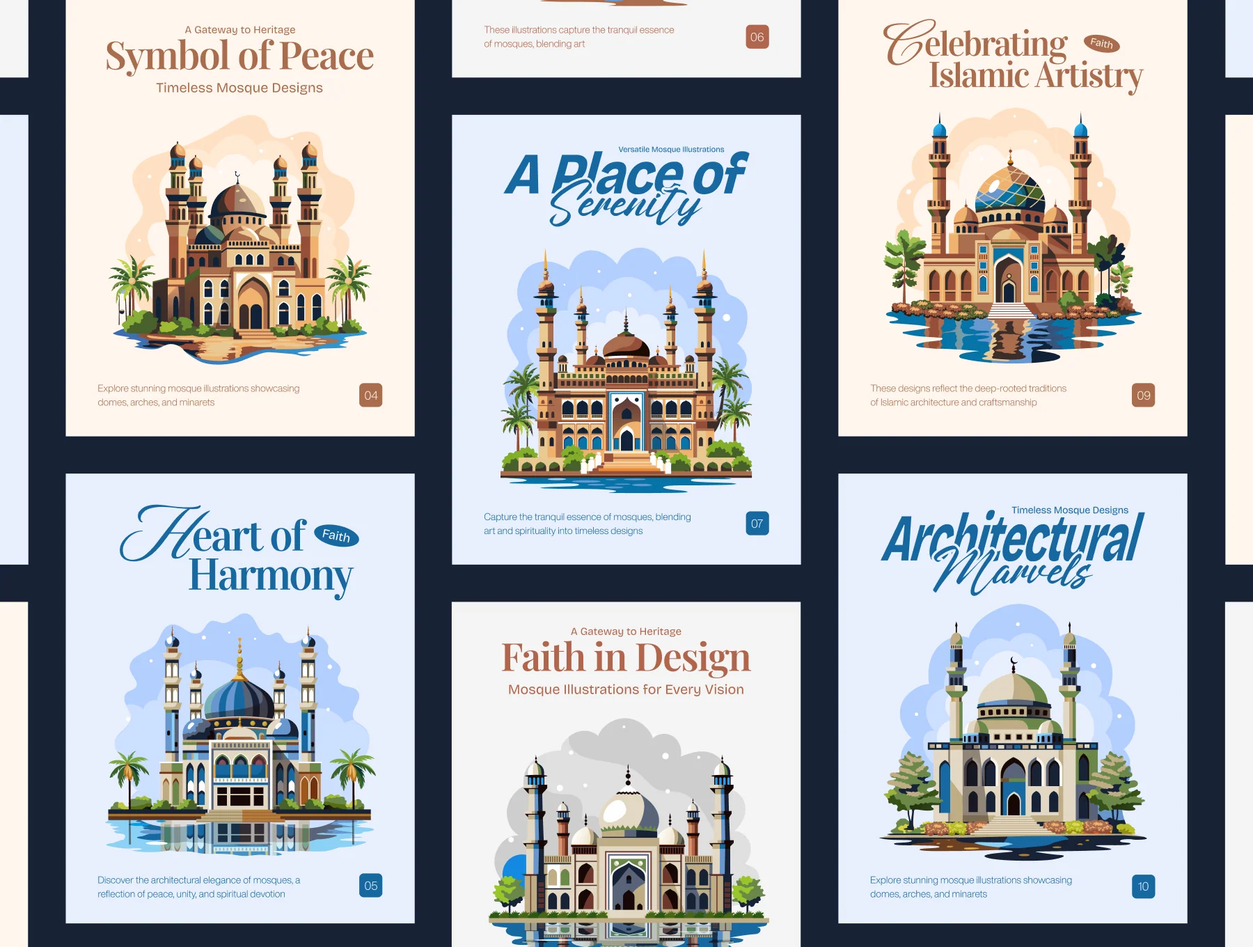 Mosque Illustration Art Set 3