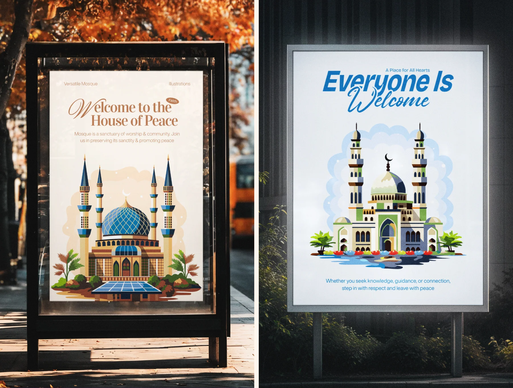 Mosque Illustration Art Set 4