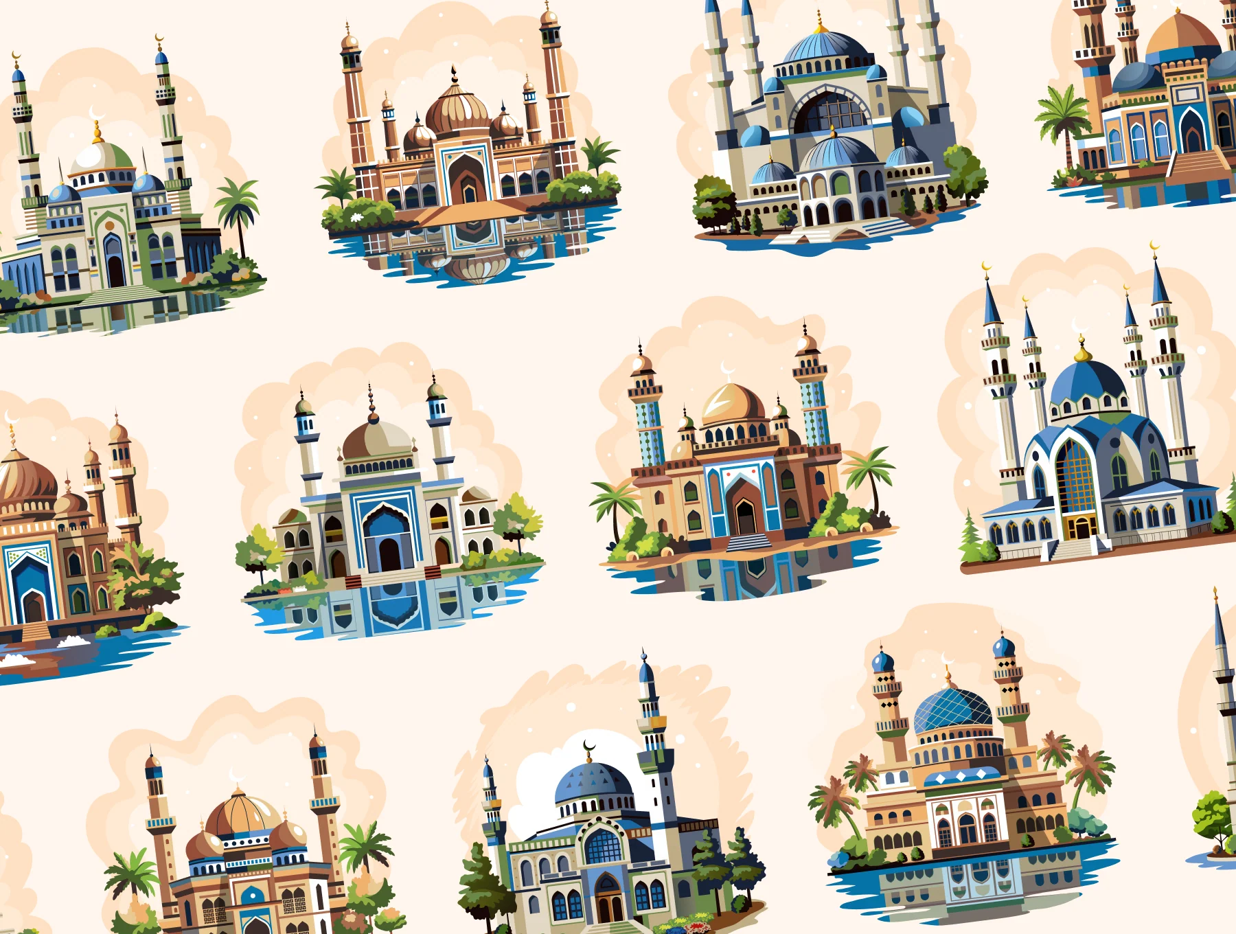 Mosque Illustration Art Set 5