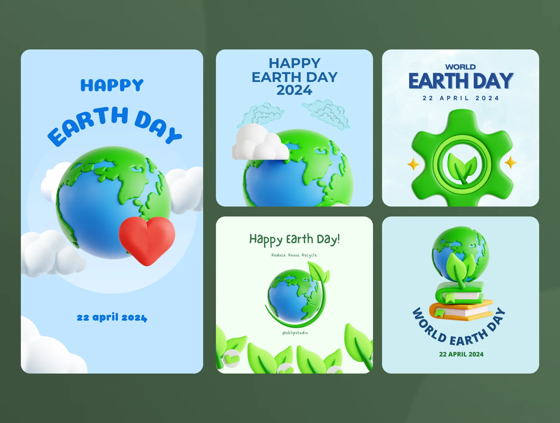 Mother Earth 3D Icon Set 4