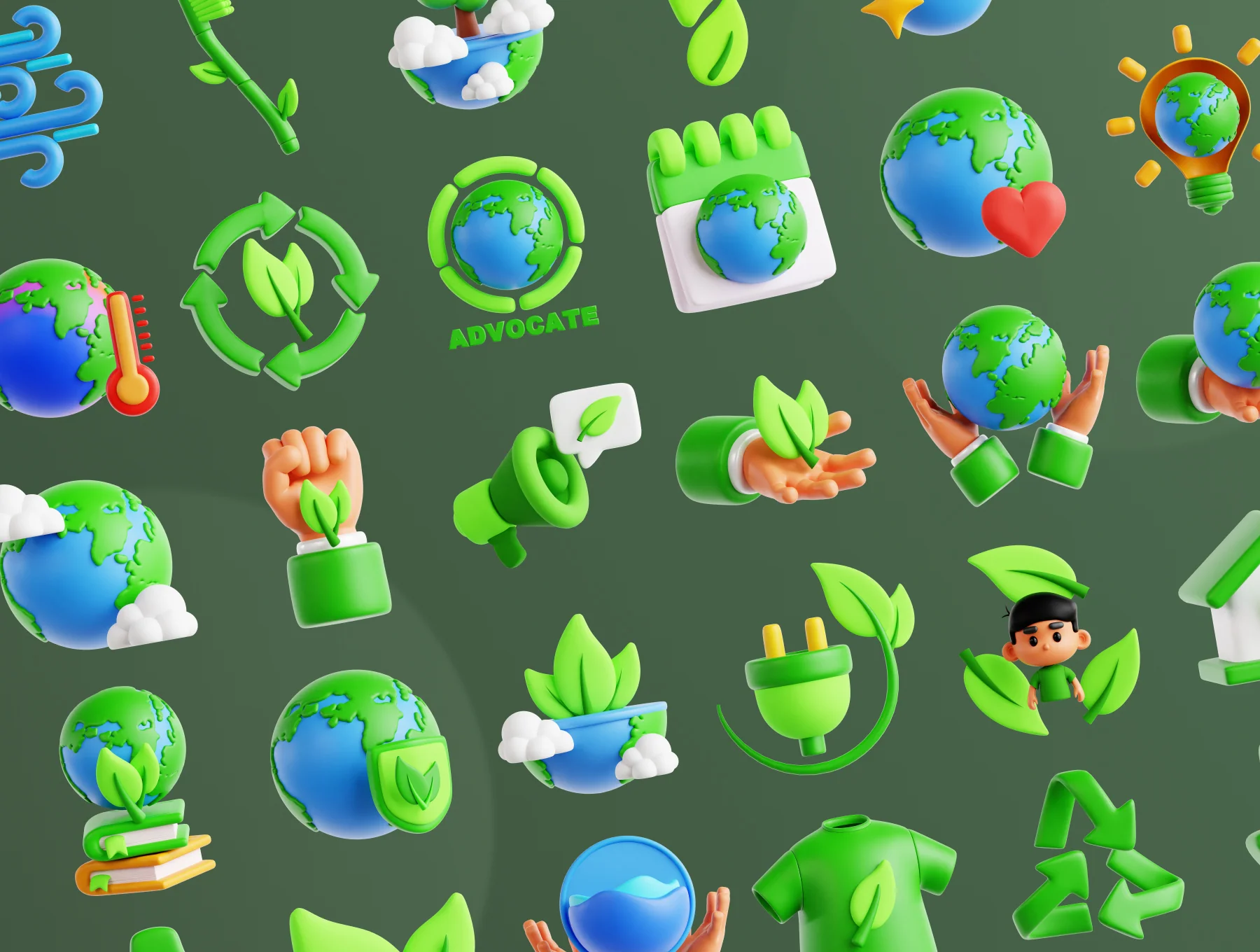 Mother Earth 3D Icon Set 5