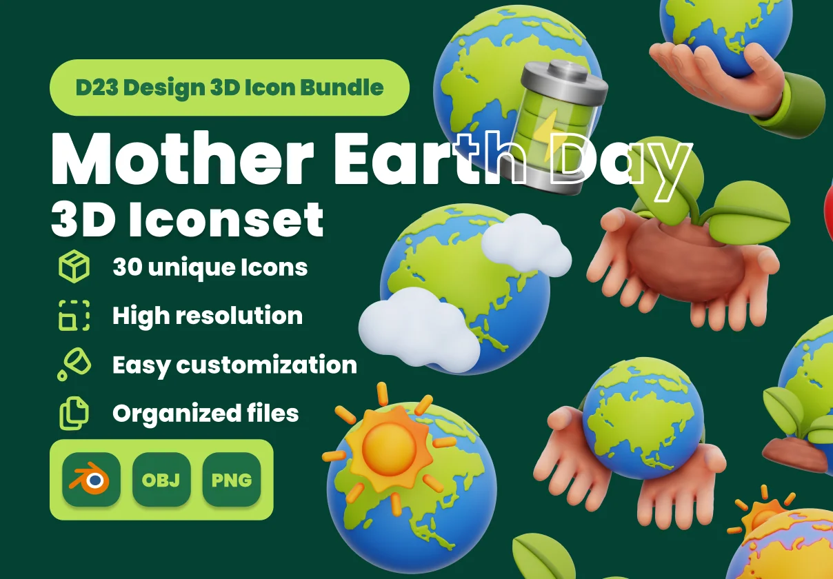 Mother Earth Day 3D Illustration Pack