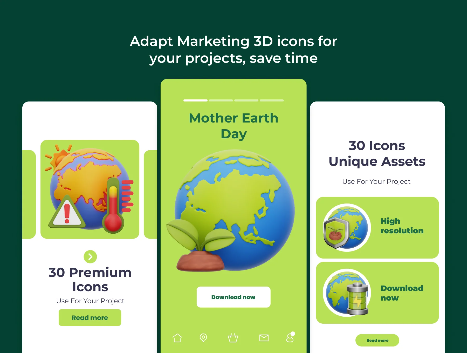 Mother Earth Day 3D Illustration Pack 3