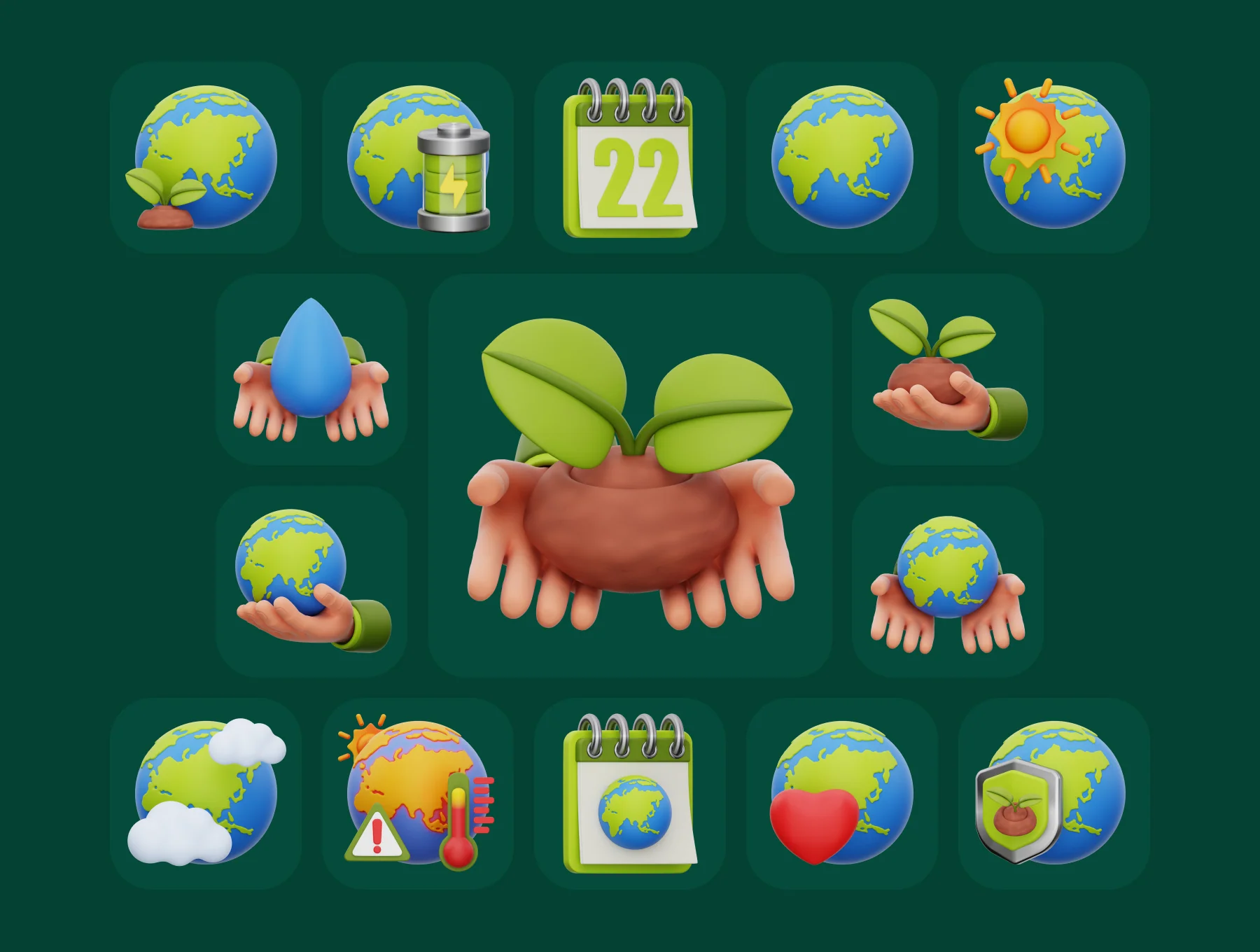 Mother Earth Day 3D Illustration Pack 6