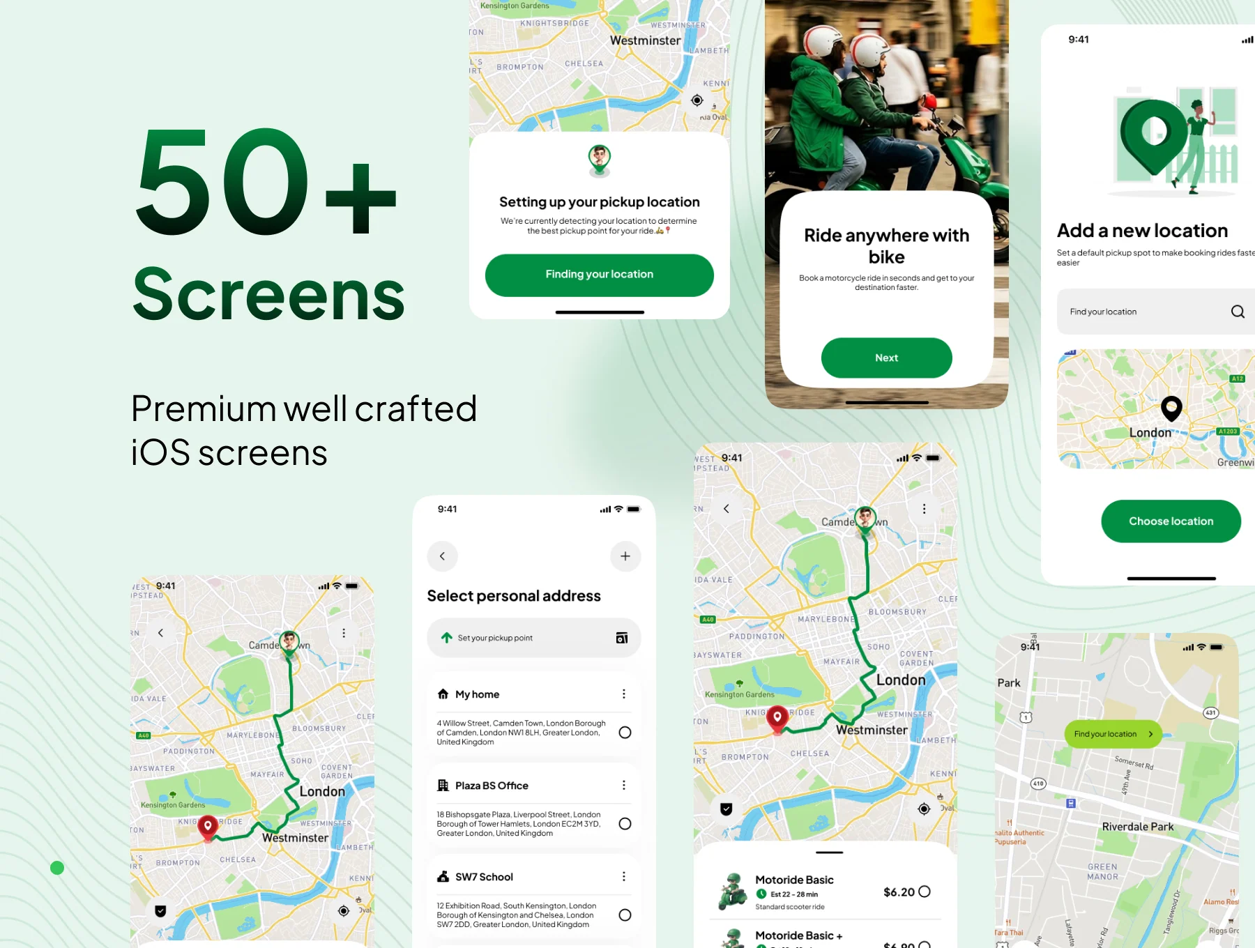 Motoride - Ride Hailing Motorbike Service App UI Kit 2