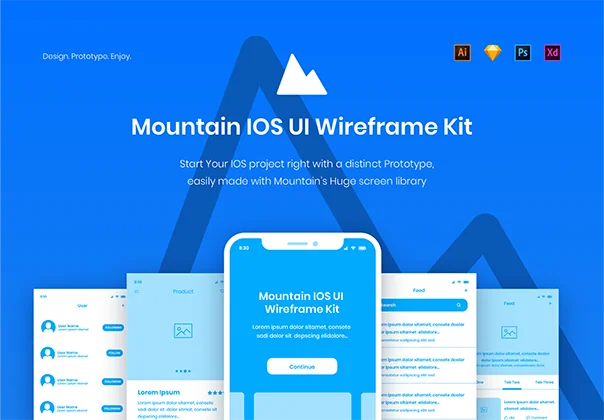 Mountain iOS UI Wireframe Kit
