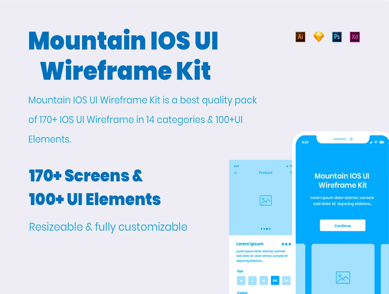 Mountain iOS UI Wireframe Kit