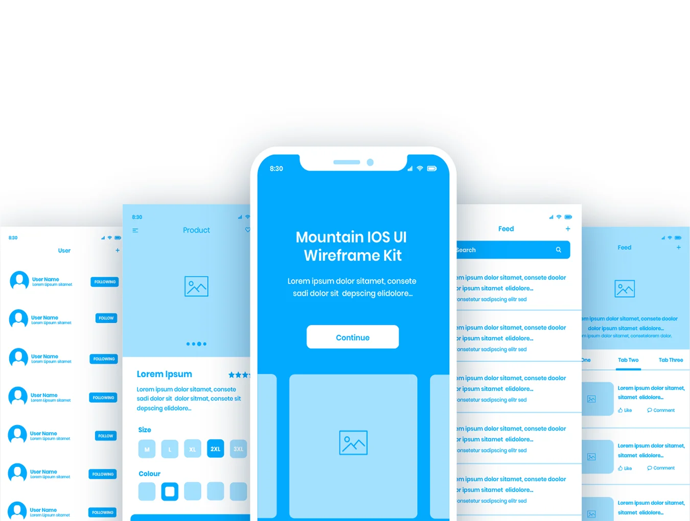 Mountain iOS UI Wireframe Kit 3