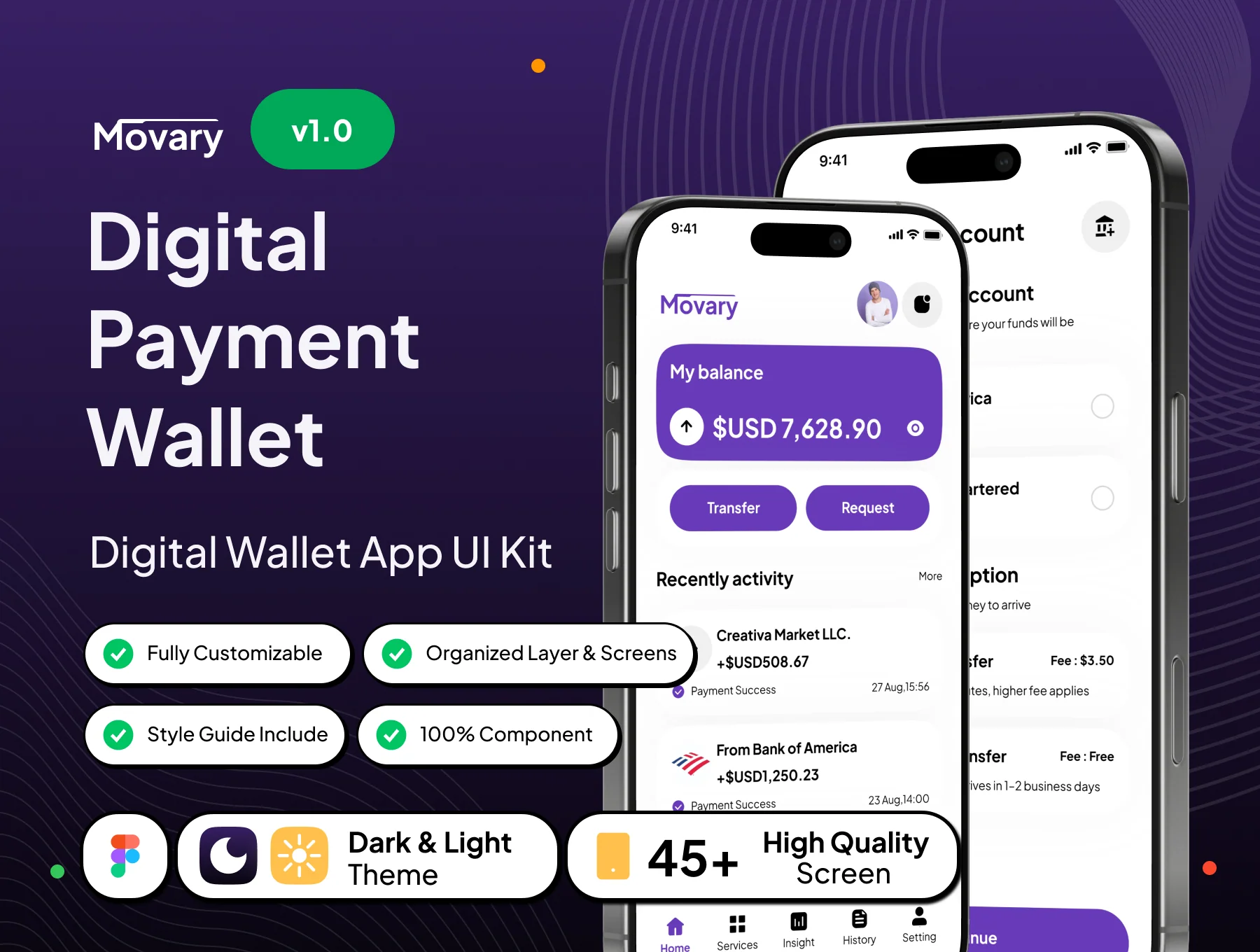 Movary - Digital Payment Wallet App UI Kit