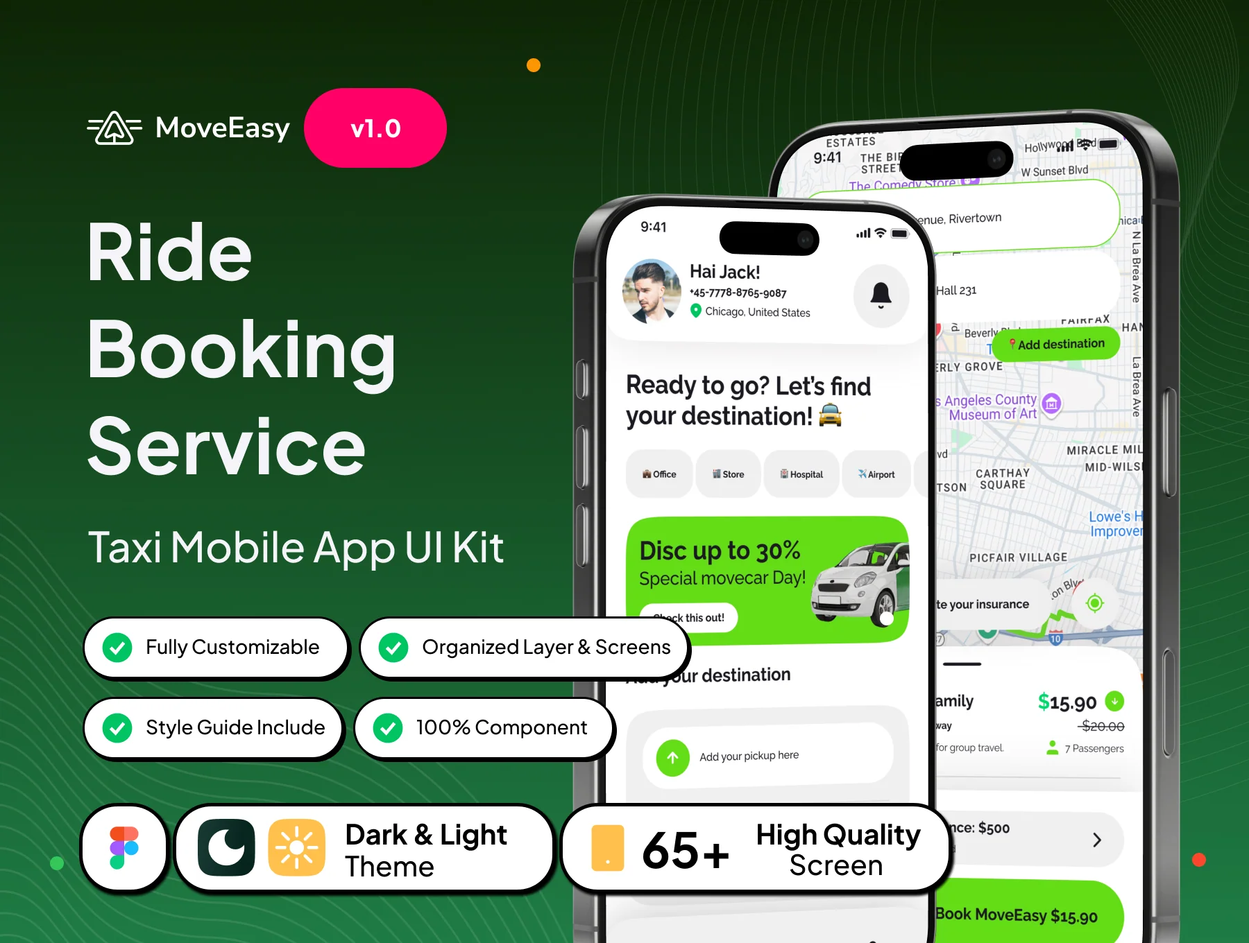 MoveEasy - Car Ride Booking Service App UI Kit
